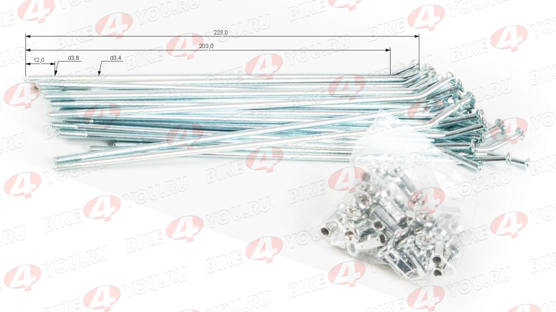 Спицы + ниппель 18" (224 мм, компл=32шт) TTR250