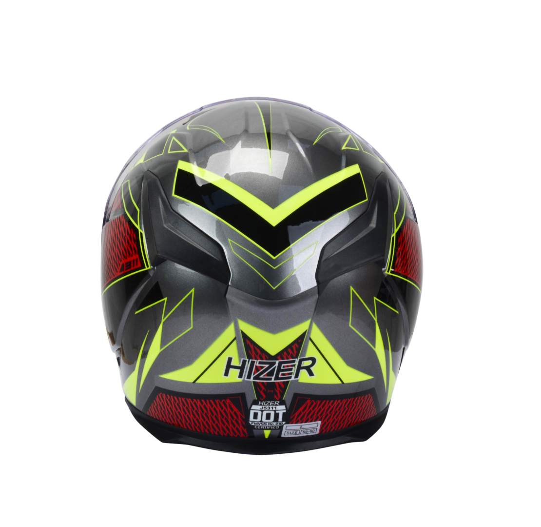 Шлем мото интеграл HIZER J5311 №4 (XL)  gray/neon yellow