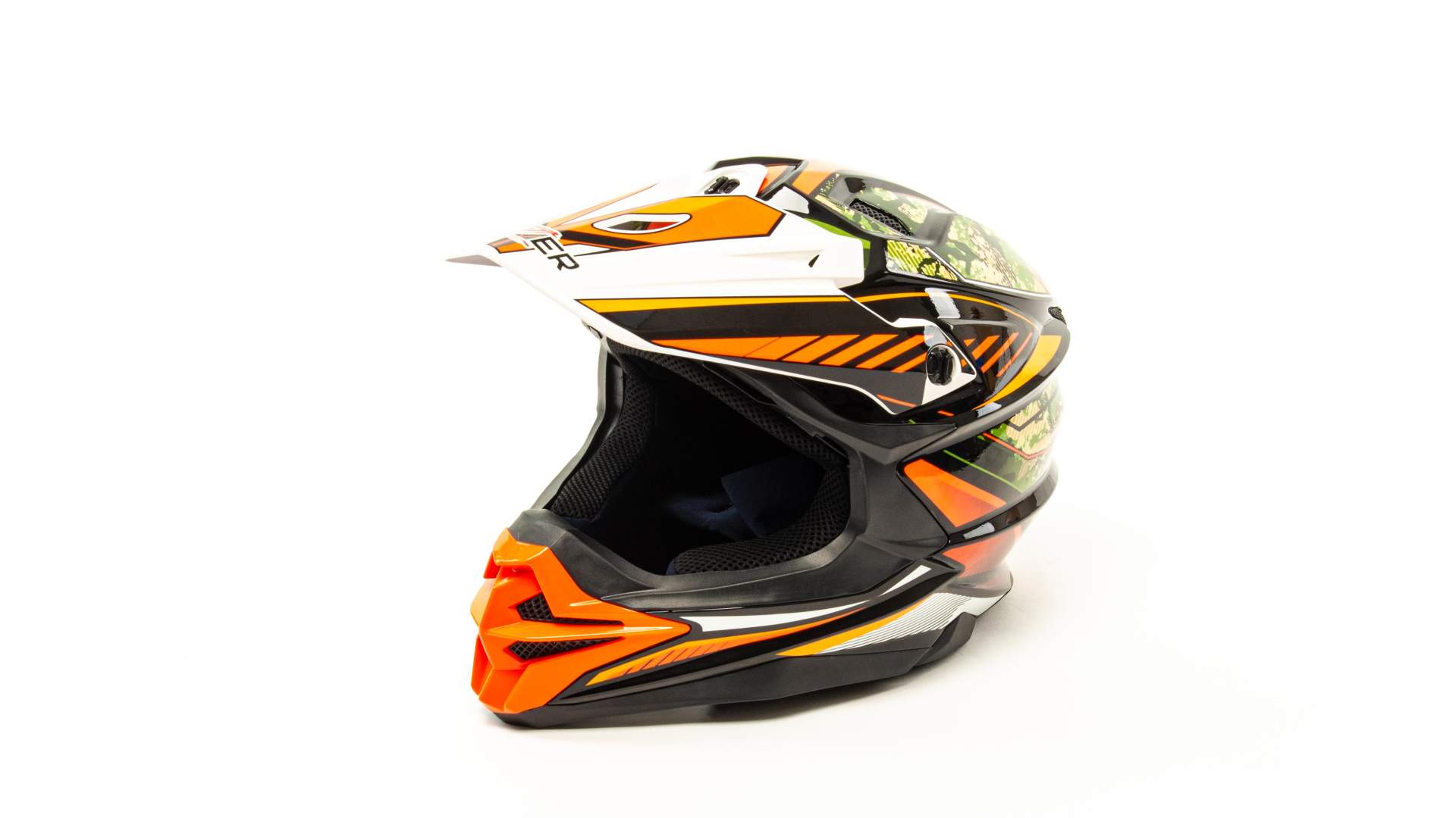 Шлем мото кроссовый HIZER J6803 №5 (L) BLACK/GREEN/ORANGE