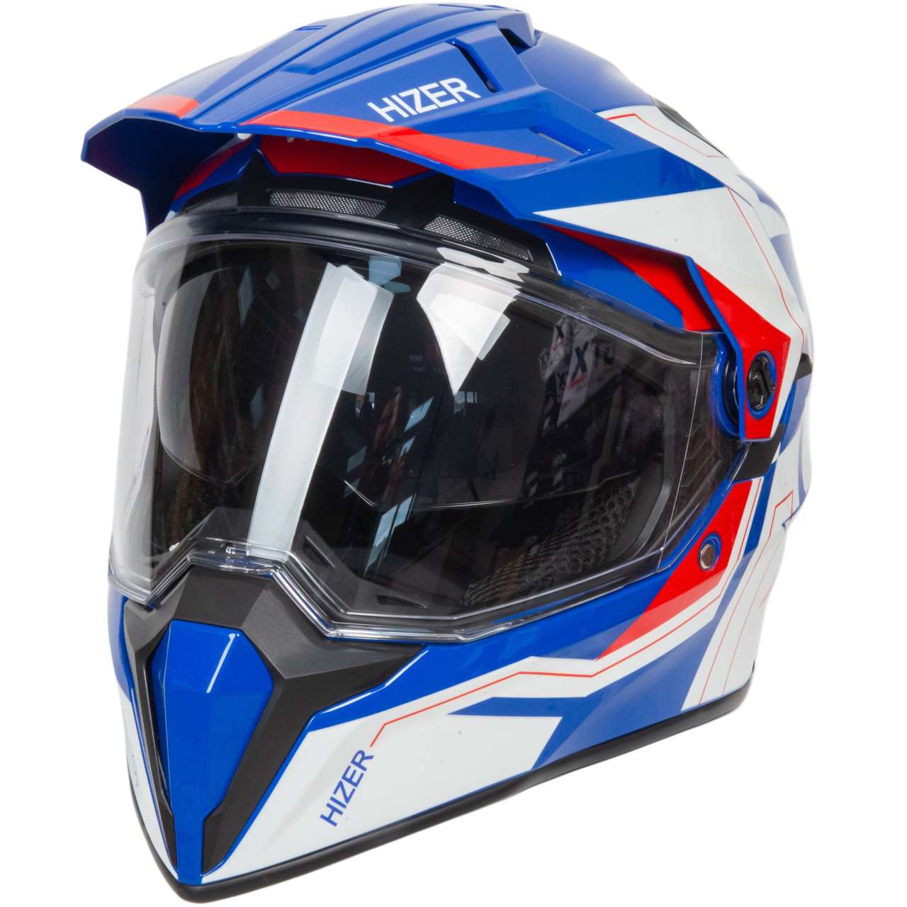 Шлем мото кроссовый HIZER J6808 №3 (L) white/blue/red