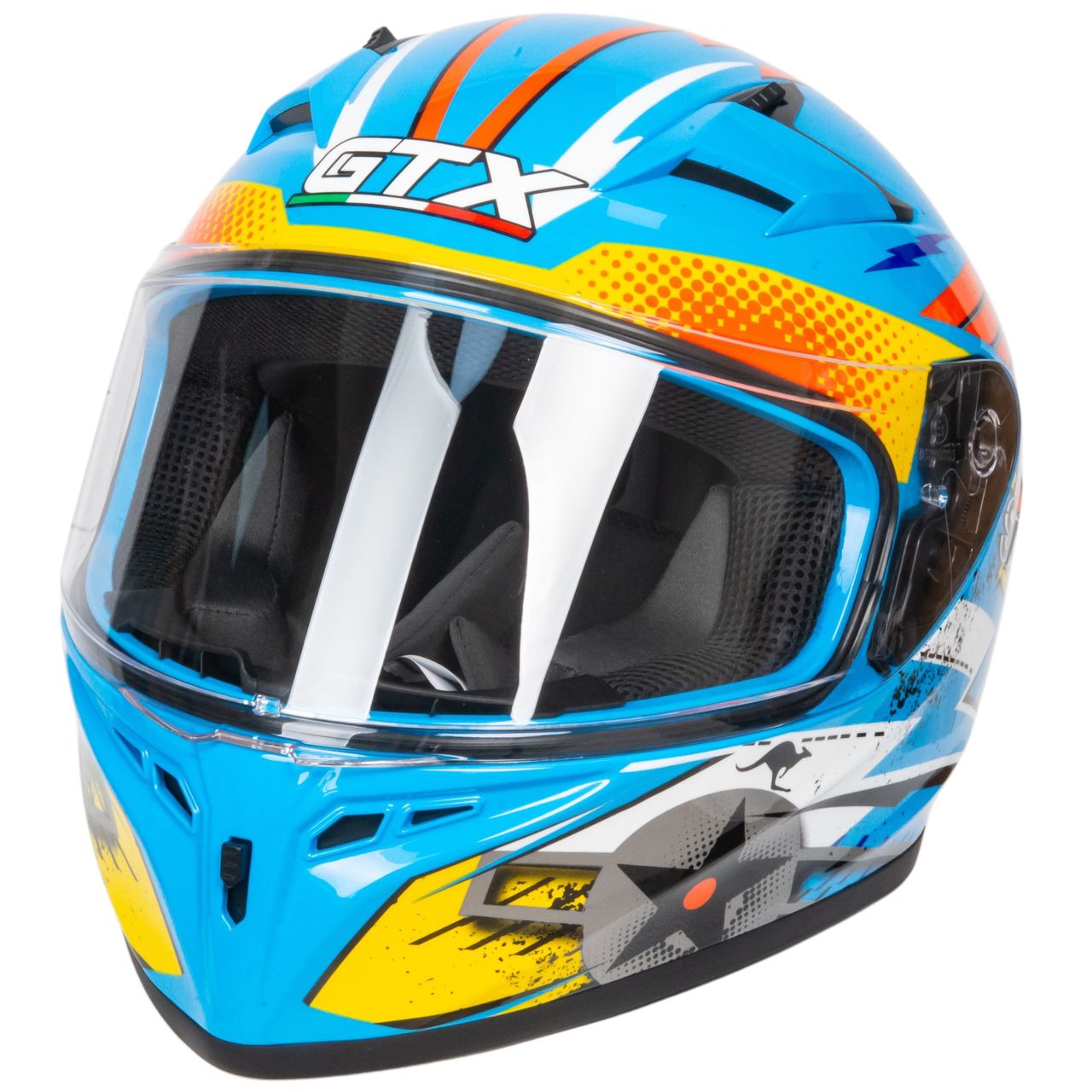 Шлем мото интеграл GTX 578S №2 (L) BLUE / ORANGE YELLOW подростковый