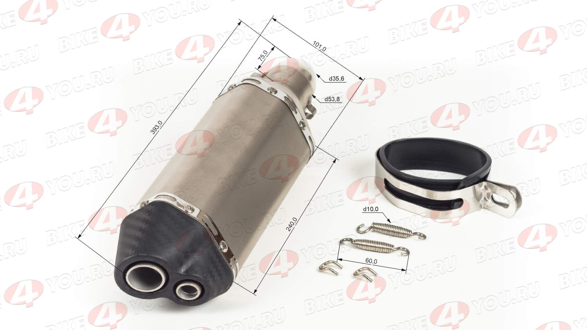 Глушитель AKRAPOVIC №12 (двойной) шестигранный титан