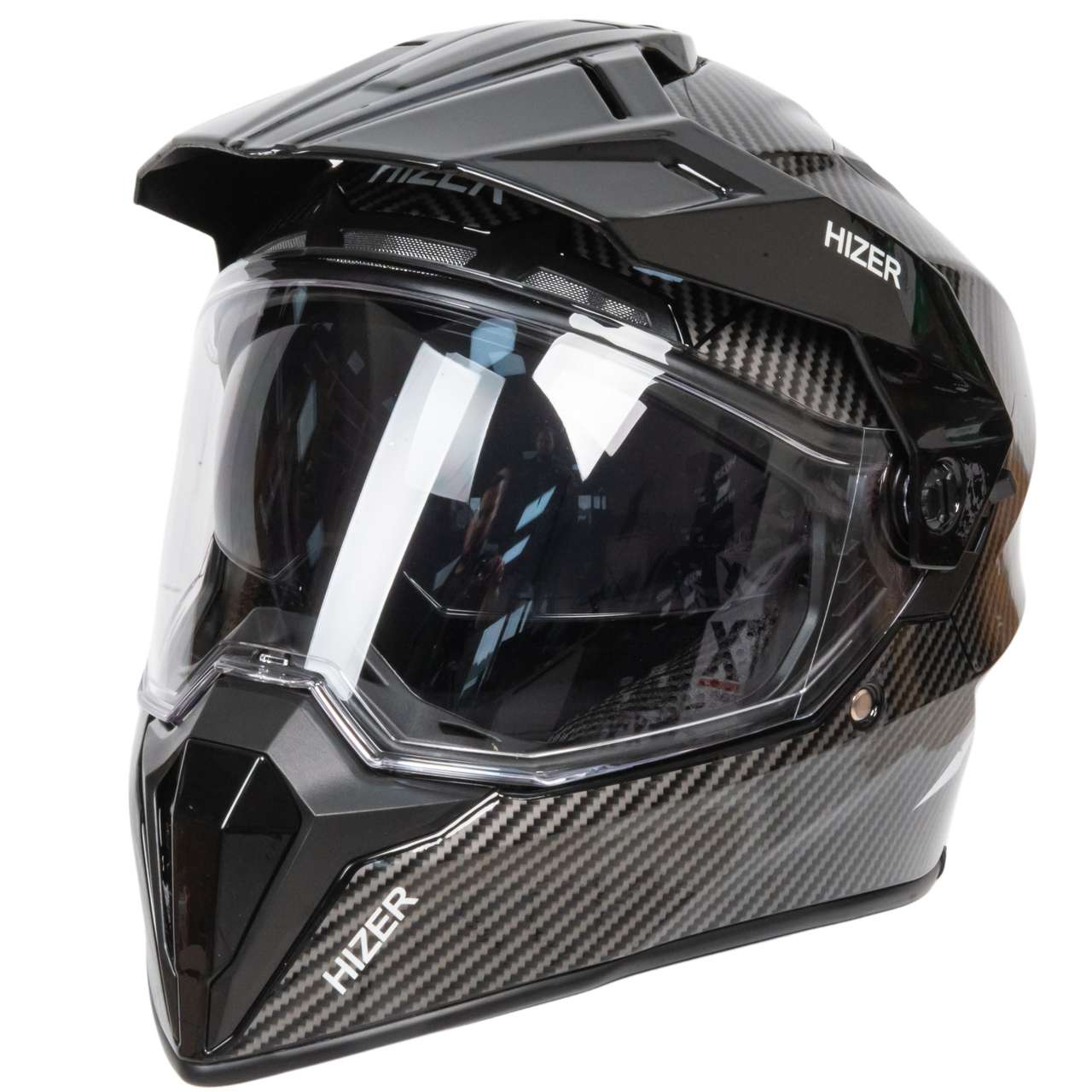 Шлем мото мотард HIZER J6808 №4 (S) carbon (2 визора)