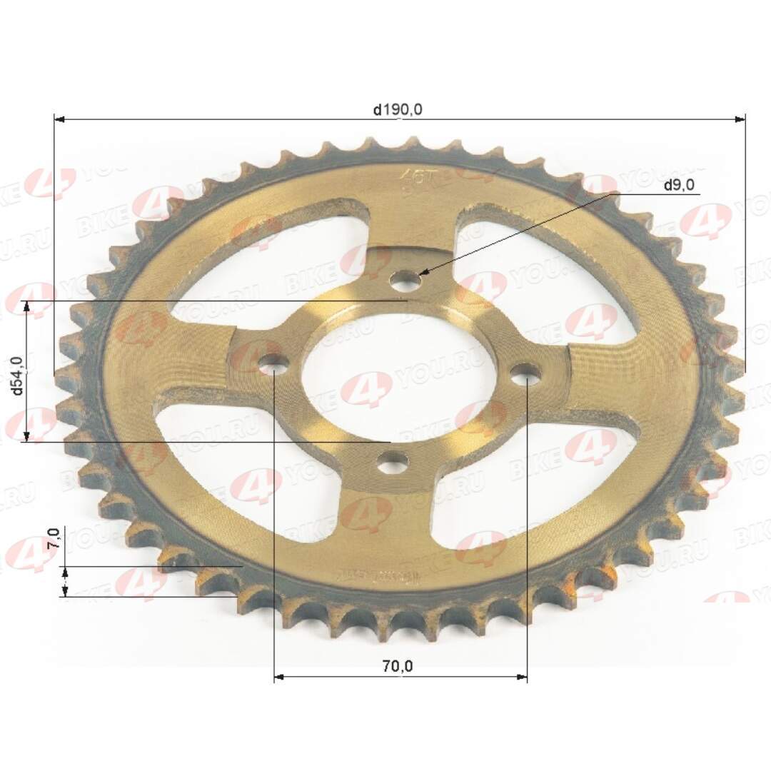 Венец, звезда ведомая (428-46) сталь, закаленные зубья Альфа/Дельта 4х70х54