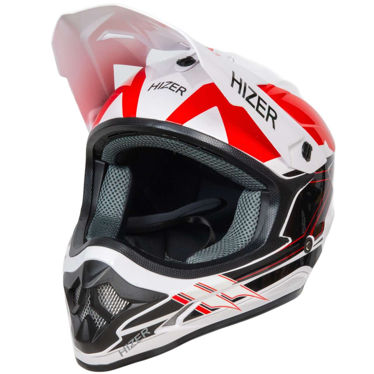 Шлем мото кроссовый HIZER J6805 №2 (S) white/red