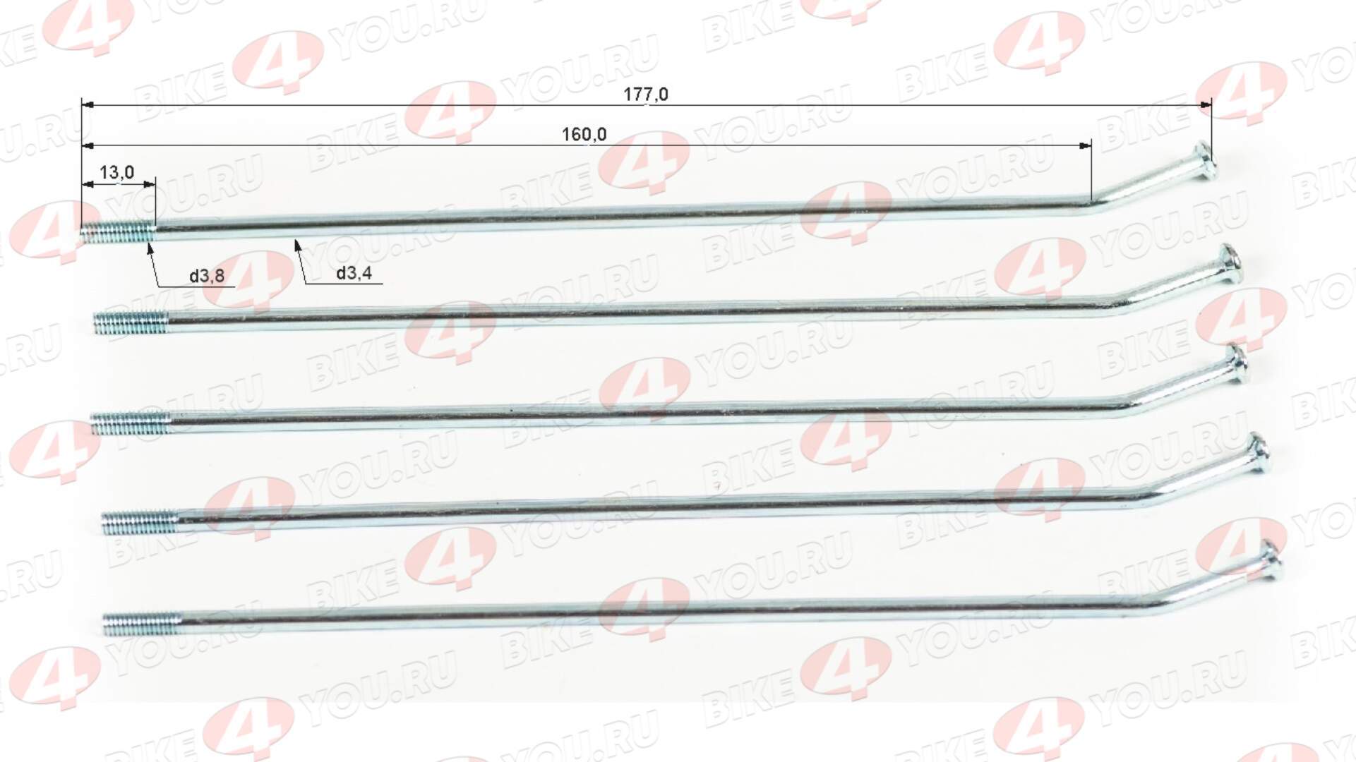 Спицы + ниппель 16" (компл.=32шт) 3,9х180 