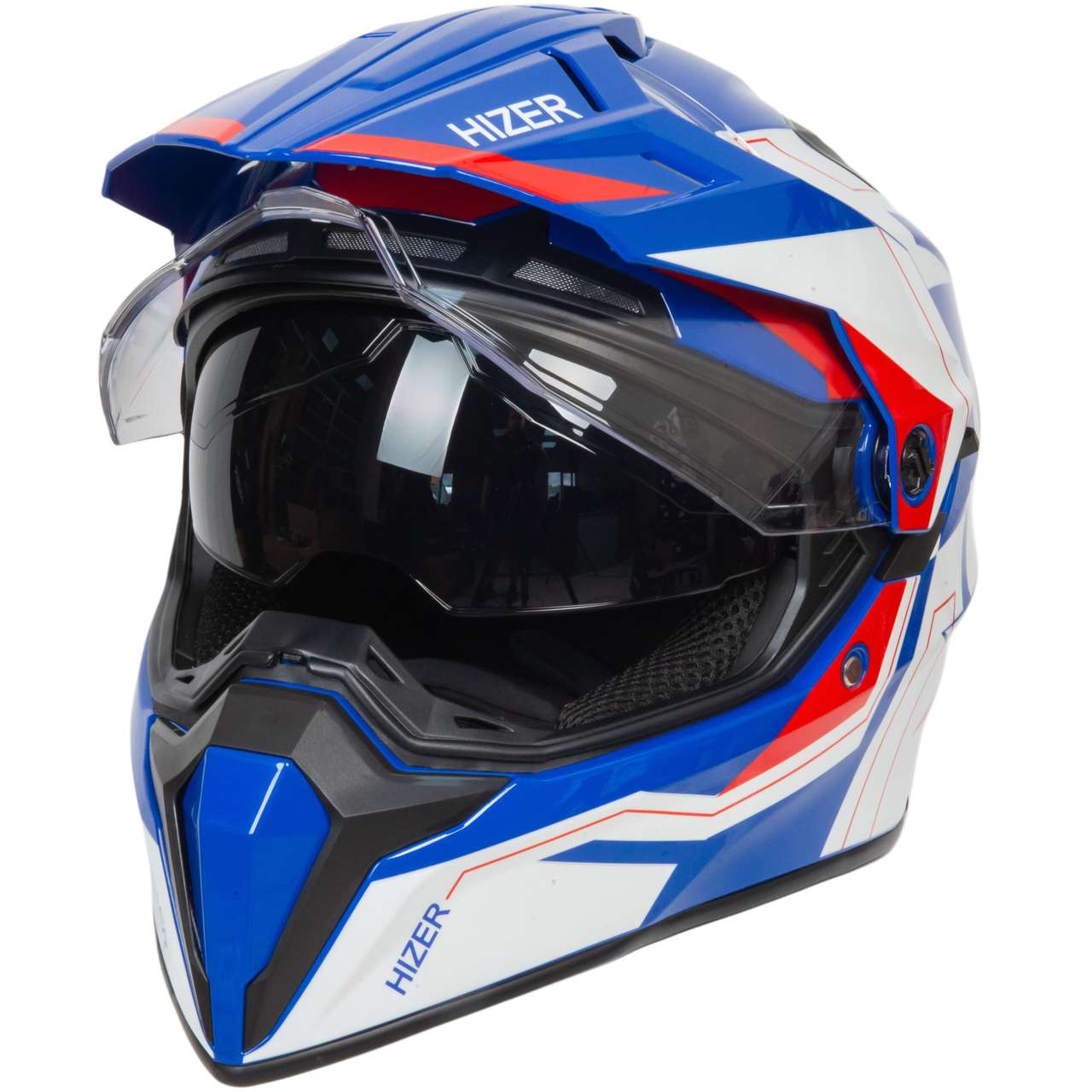 Шлем мото кроссовый HIZER J6808 №3 (XL) white/blue/red