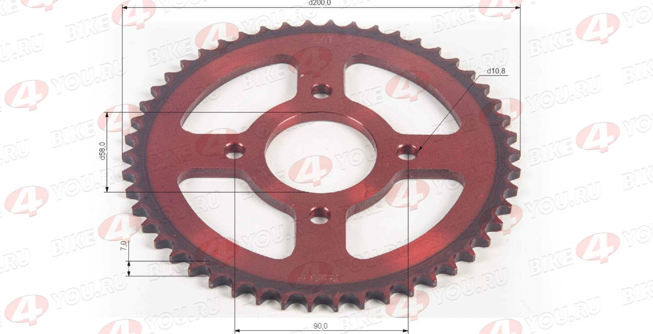 Венец, звезда ведомая (428H-50) CG/CB 4х90х58 красная