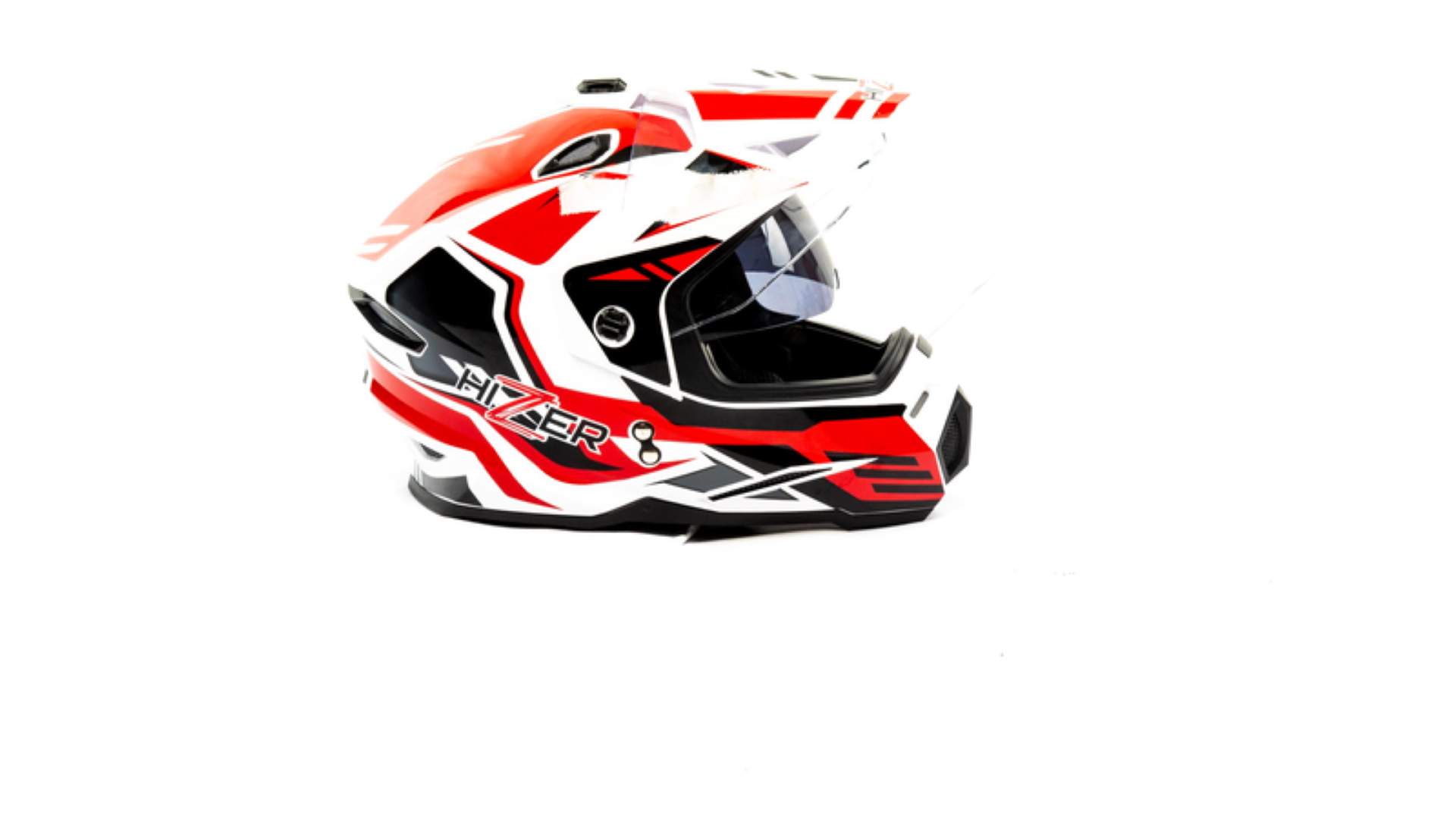 Шлем мото мотард HIZER J6802 №5 (M) white/red (2 визора)