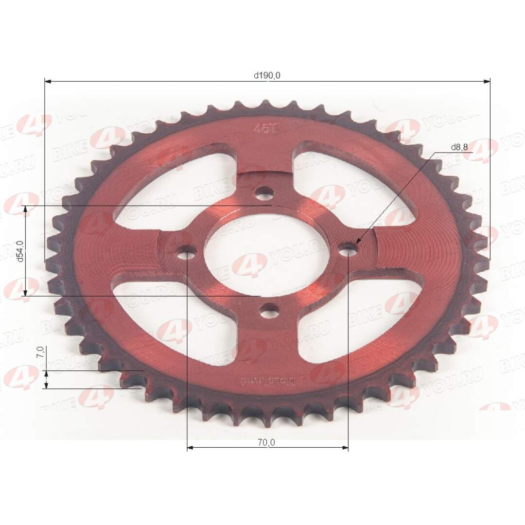 Венец, звезда ведомая (428-46) 4х70х54 красная
