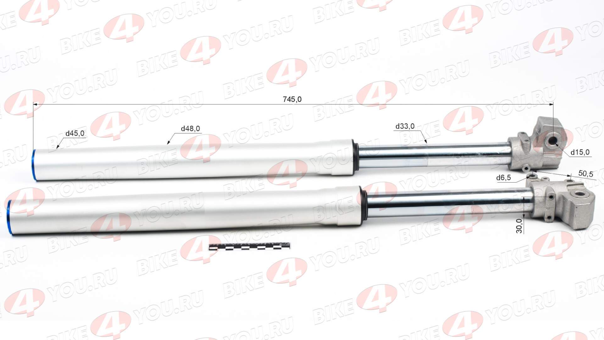 Амортизатор L=740 передний d45x48 (перья, компл.) XR160