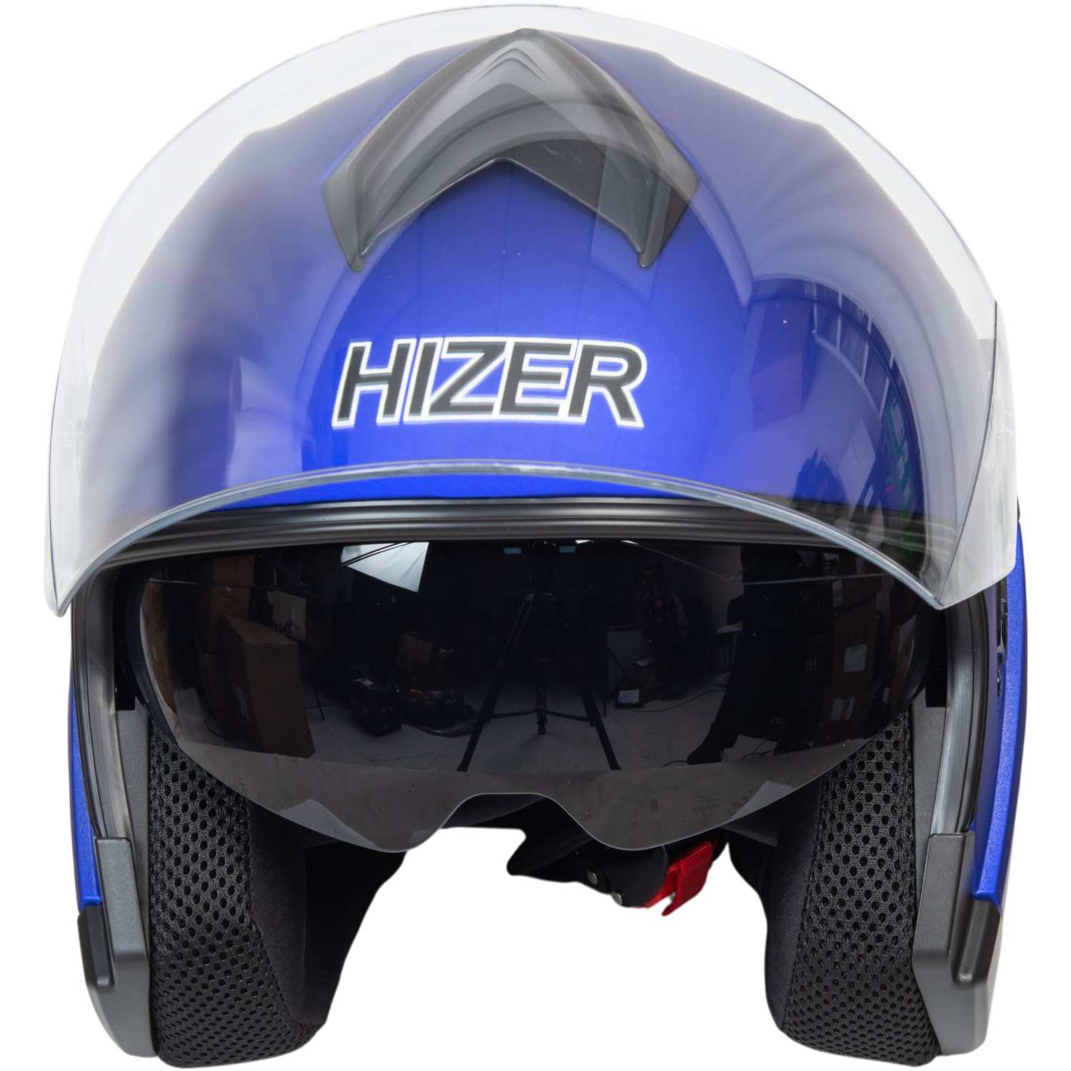 Шлем мото открытый HIZER J232 №2 (L) matte blue (2 визора)