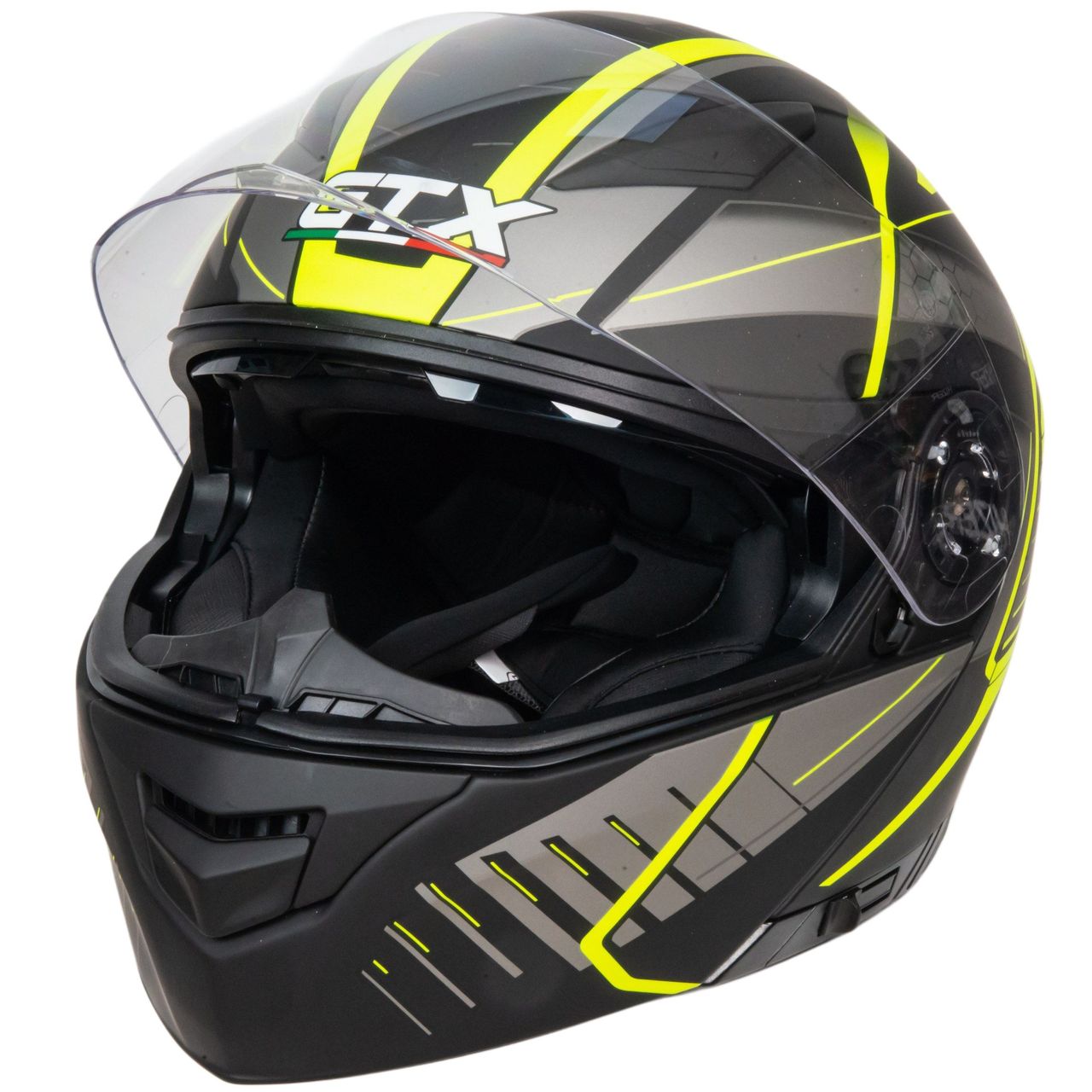 Шлем мото модуляр GTX 550 №3 (XL) BLACK/FLUO YELLOW GREY (2 визора)