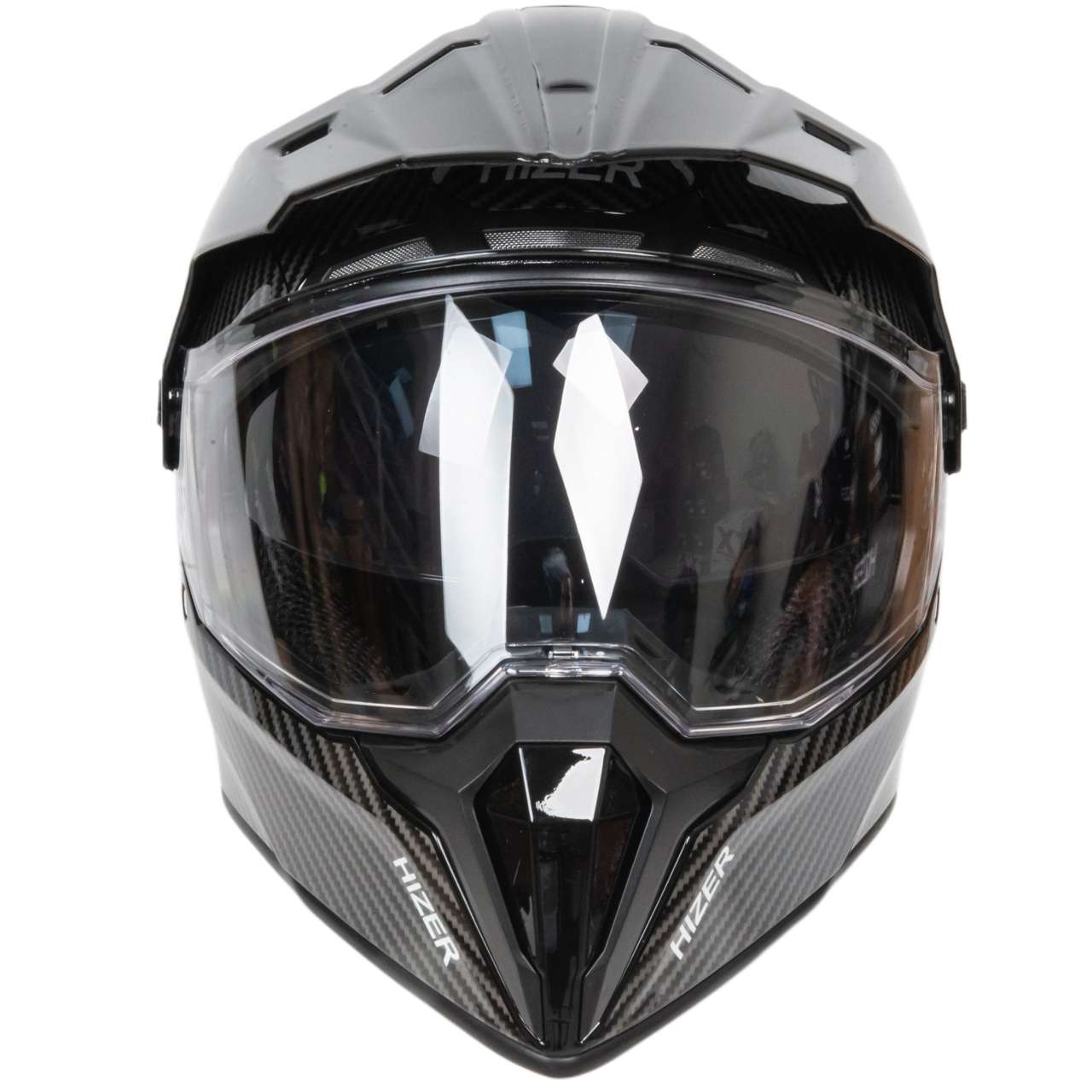 Шлем мото мотард HIZER J6808 №4 (XXL) carbon (2 визора)