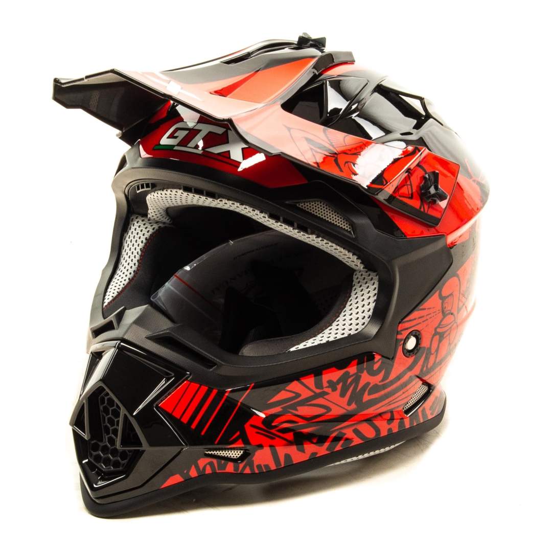 Шлем мото кроссовый GTX 632S №2 (M) BLACK / RED детский (51-52)