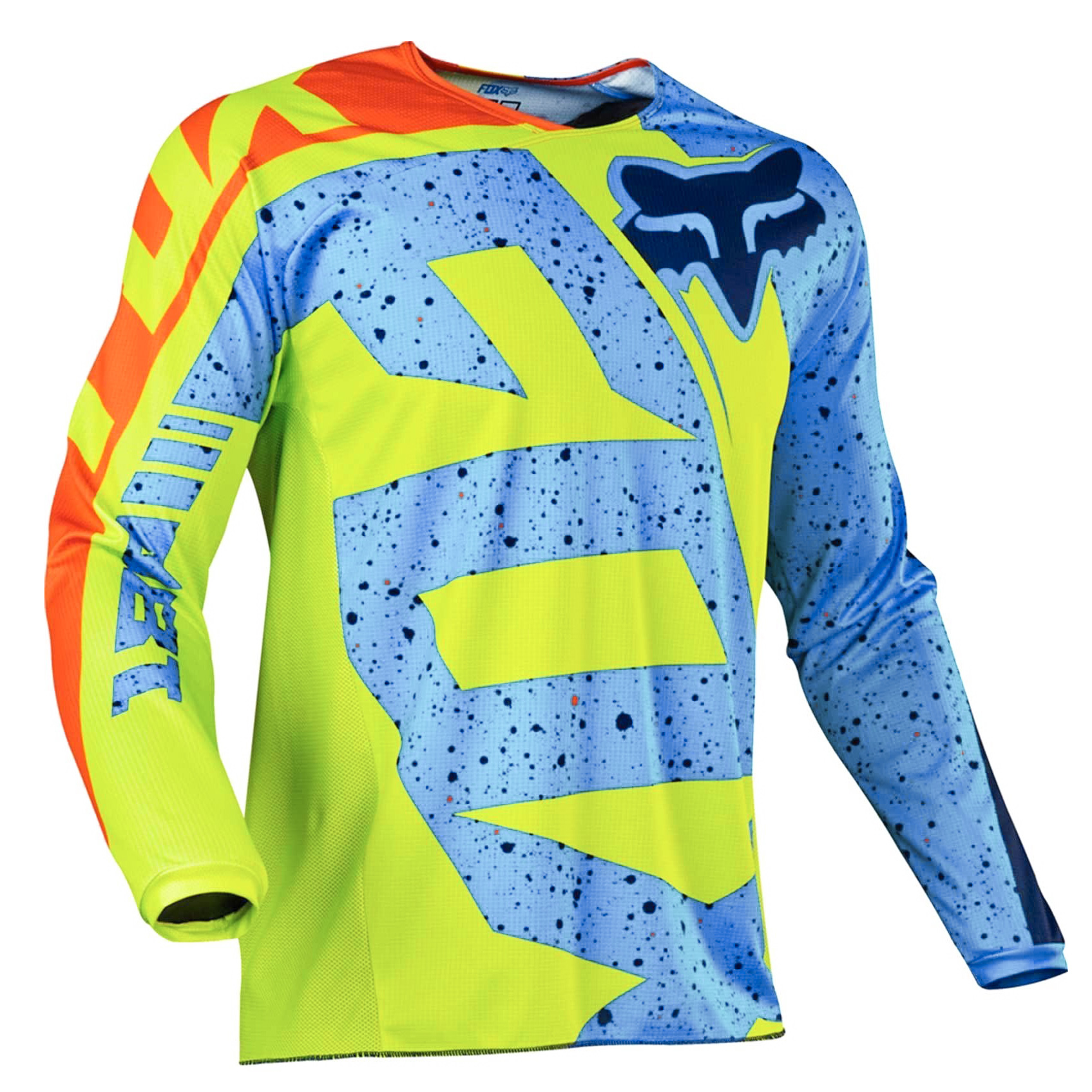 Джерси/футболка для мотокросса (детская) FOX №2 / Blue/Neon-Green (рост 145-155 см)