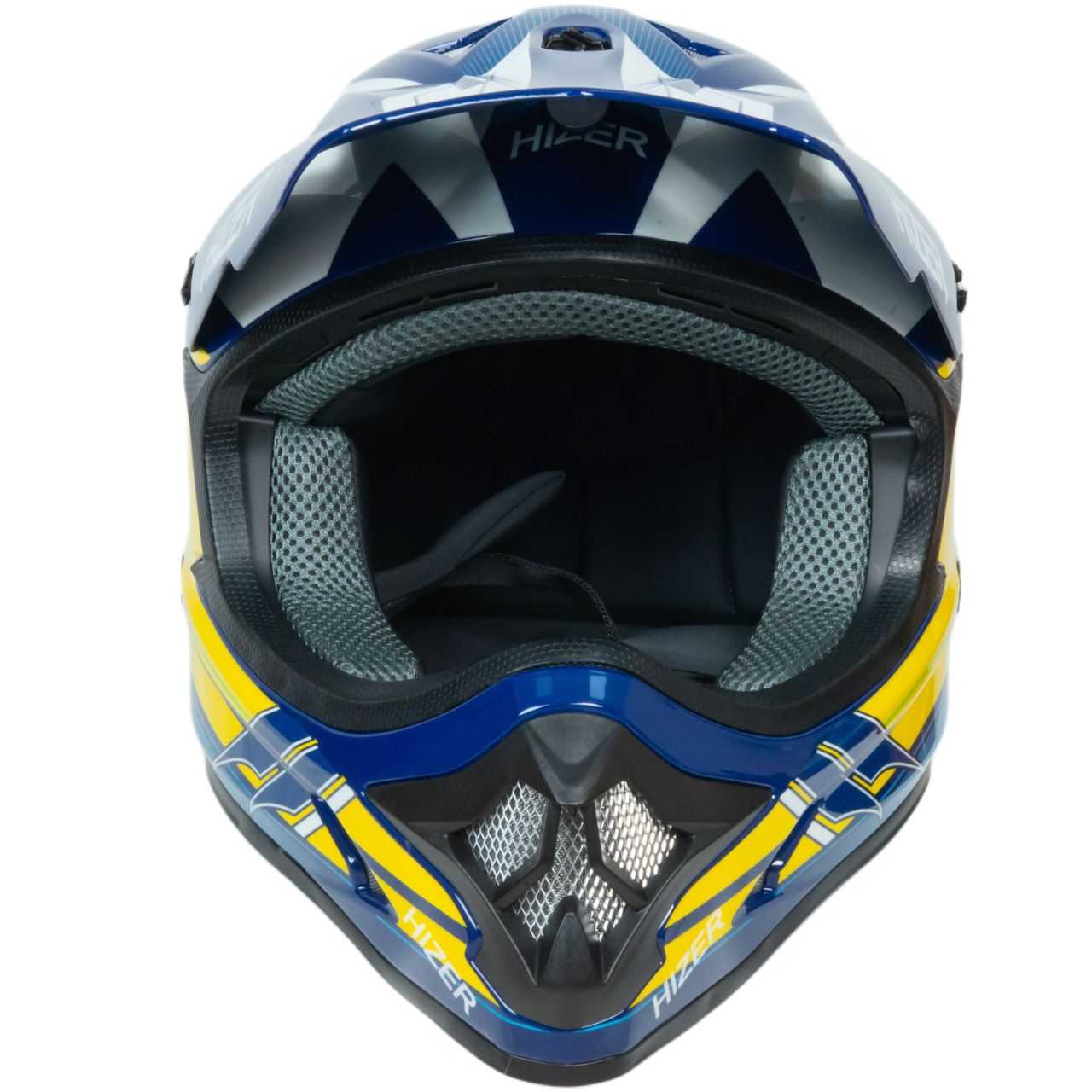 Шлем мото кроссовый HIZER J6805 №3 (M) yellow/blue