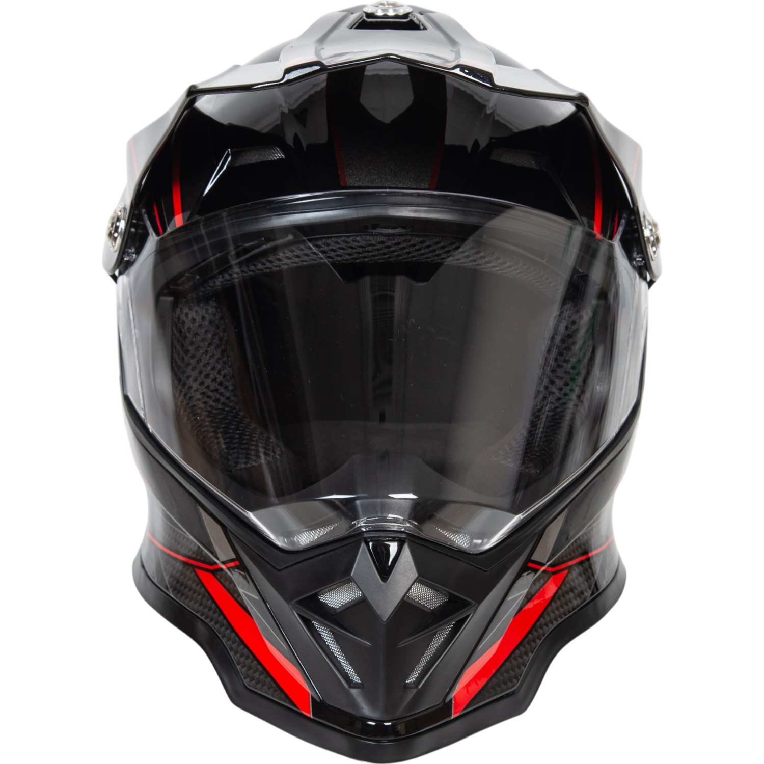 Шлем мото мотард HIZER B6197-1 №5 (S) black/red