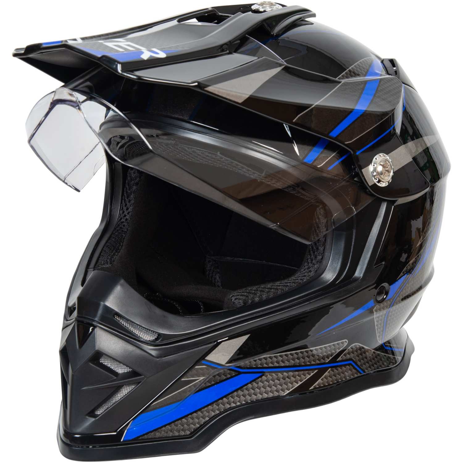 Шлем мото мотард HIZER B6197-1 №6 (S) black/blue