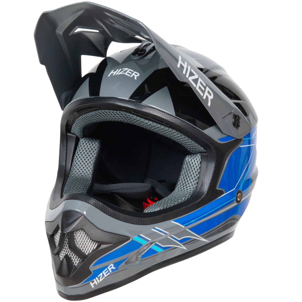 Шлем мото кроссовый HIZER J6805 №4 (L) grey/blue