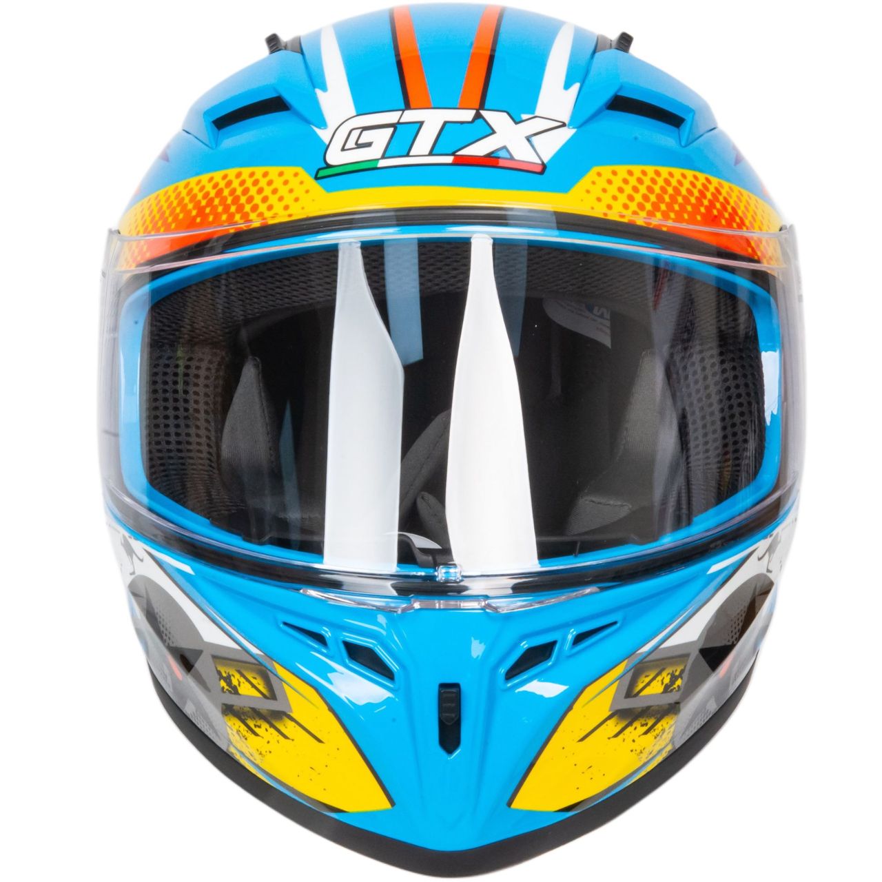 Шлем мото интеграл GTX 578S №2 (M) BLUE / ORANGE YELLOW подростковый