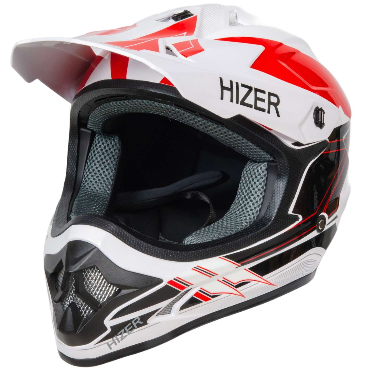 Шлем мото кроссовый HIZER J6805 №2 (XL) white/red