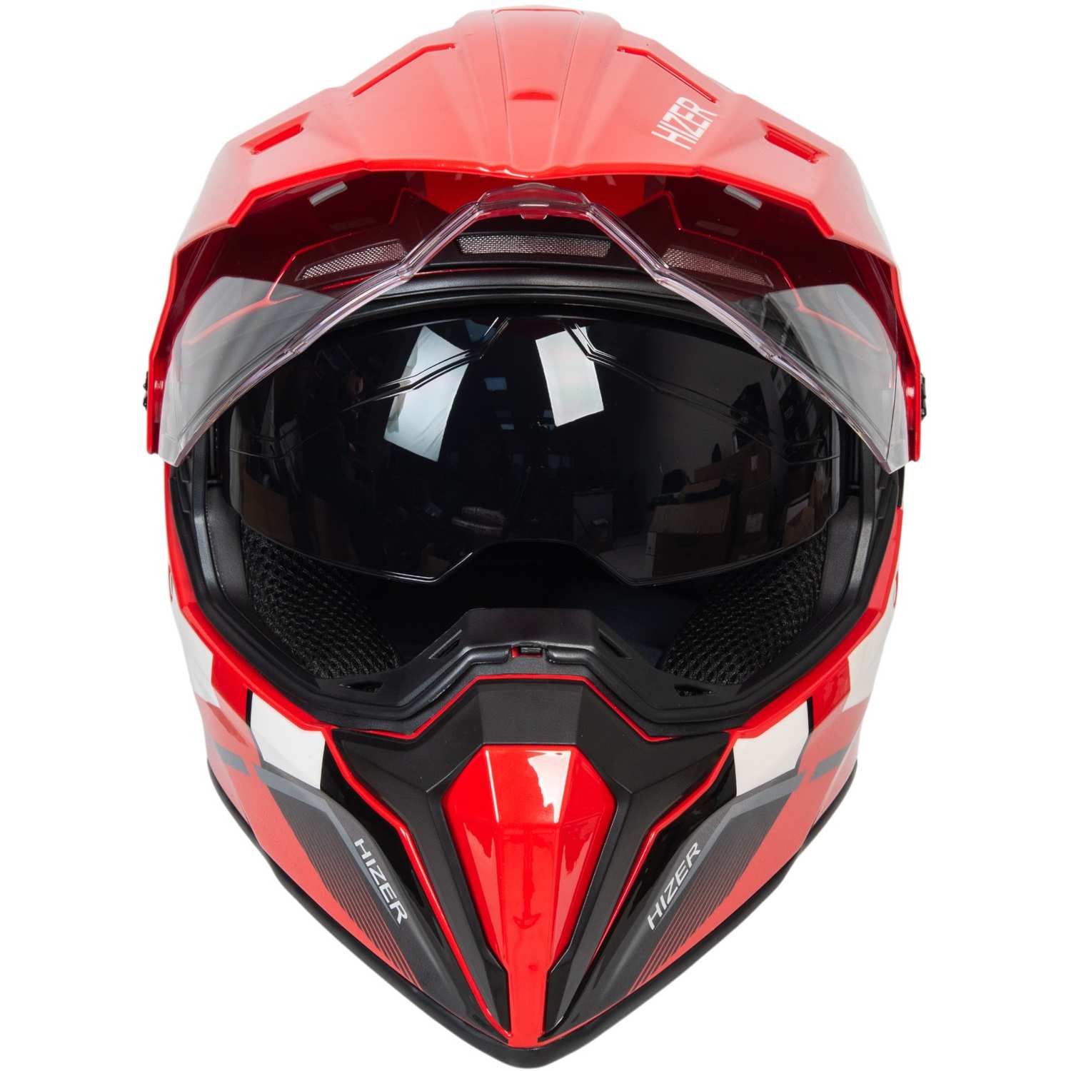 Шлем мото мотард HIZER J6808 №2 (S) red (2 визора)