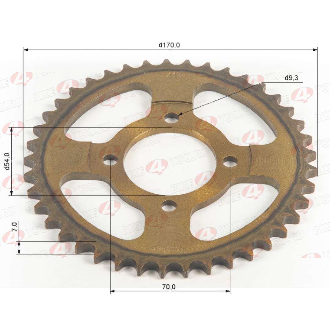 Венец, звезда ведомая (428-41) сталь, закаленные зубья Альфа/Дельта 4х70х54