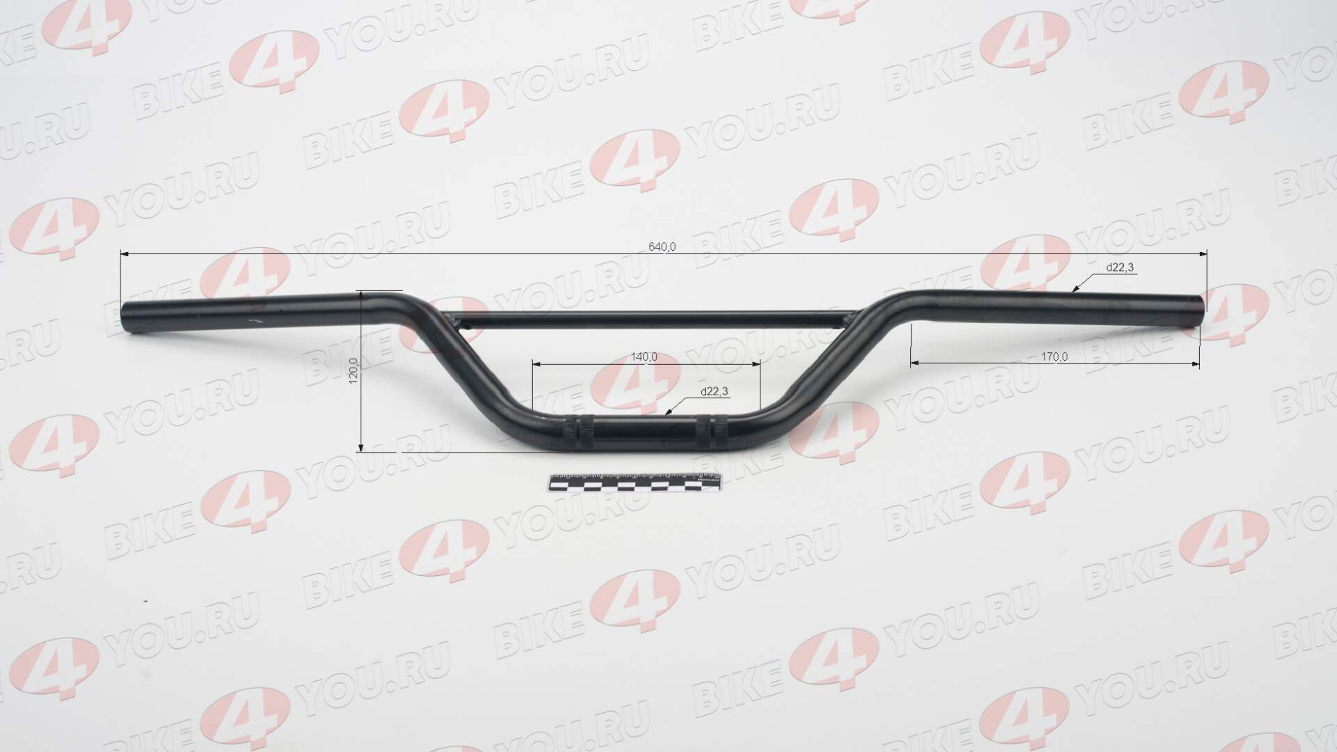 Руль 22мм №4 с перекладиной черный глянцевый