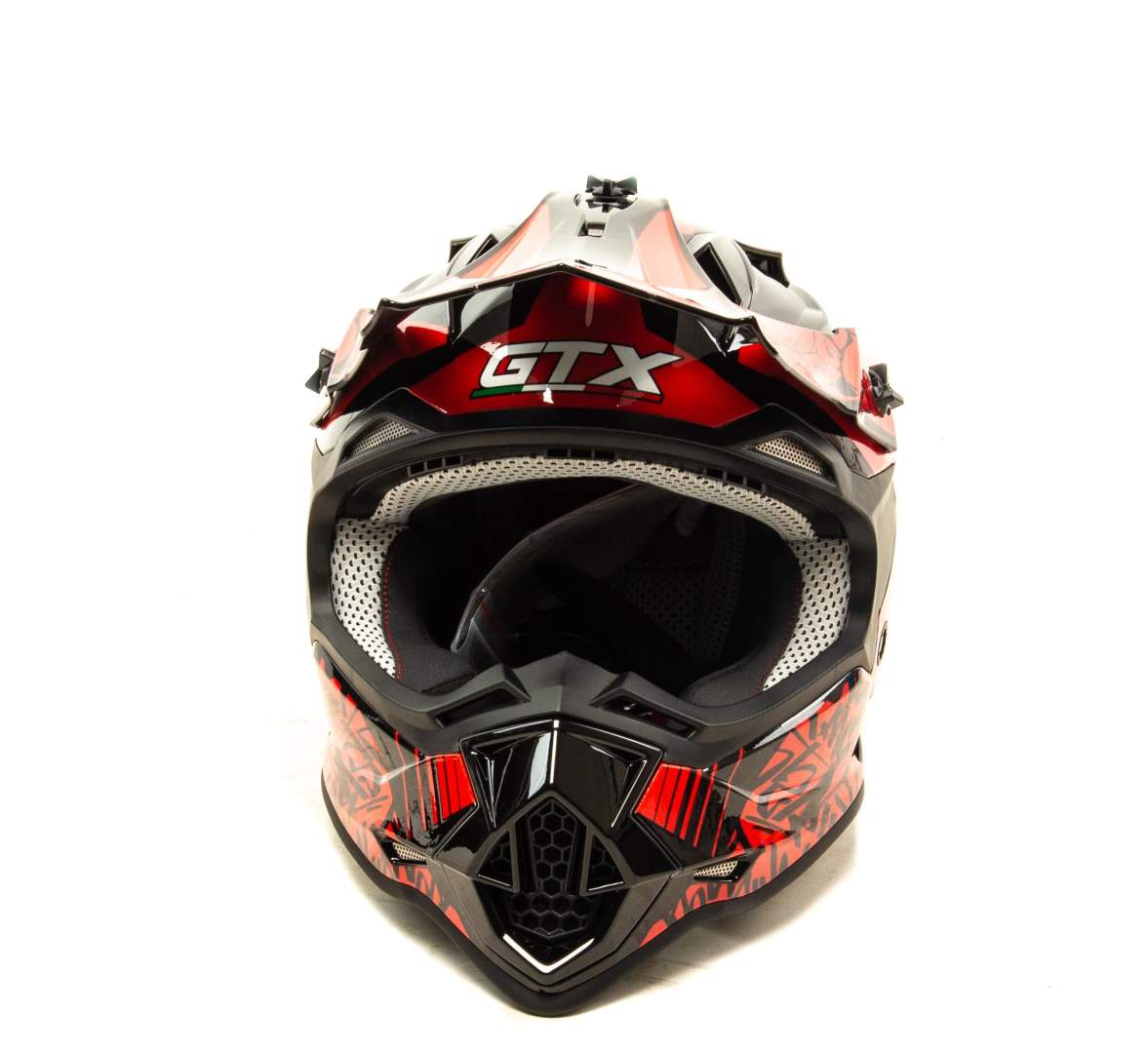 Шлем мото кроссовый GTX 632S №2 (M) BLACK / RED детский (51-52)