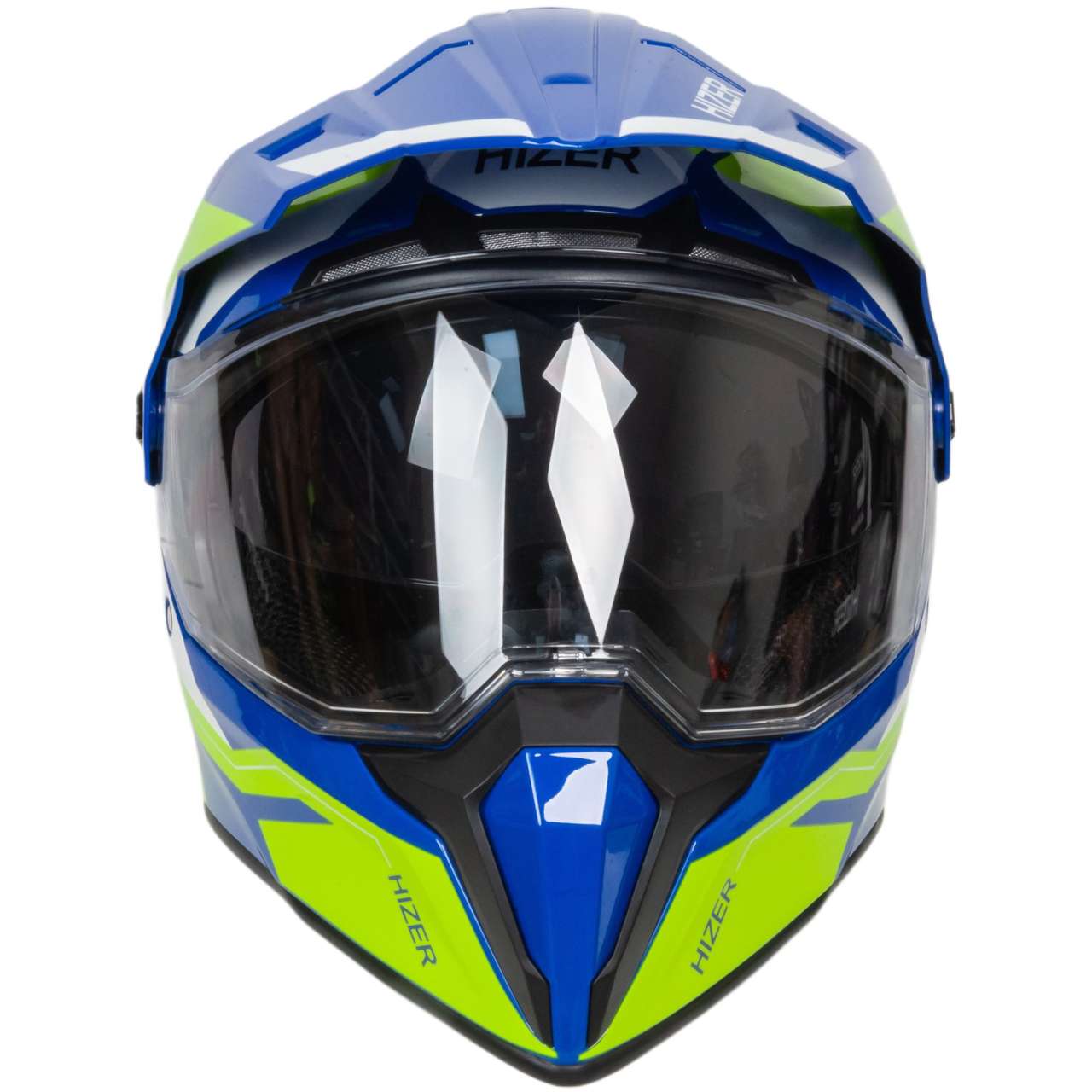 Шлем мото мотард HIZER J6808 №2 (XL) yellow/blue