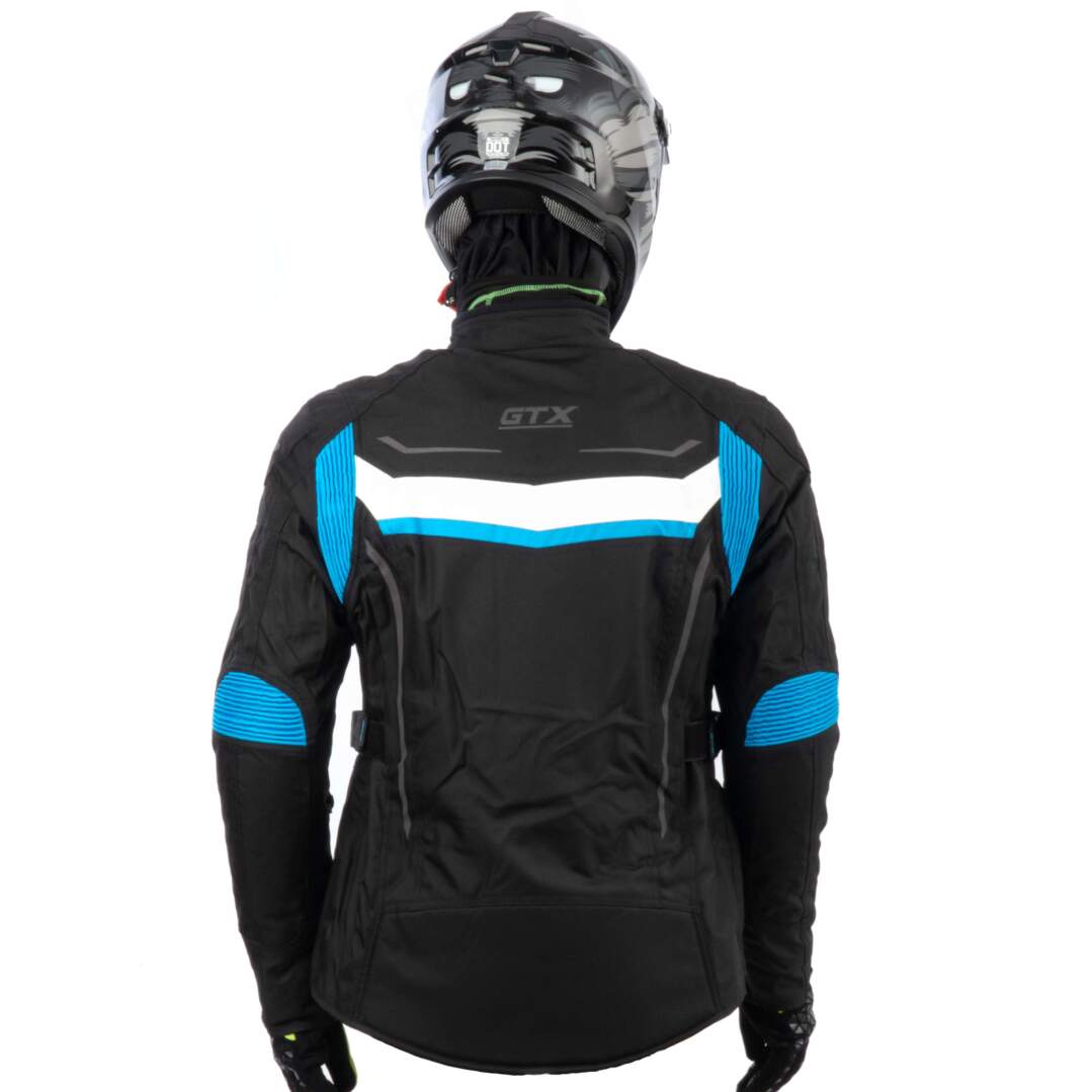 Куртка мотоциклетная (текстиль) женская GTX EJ-2424 BLACK/LIGHT BLUE (XL)