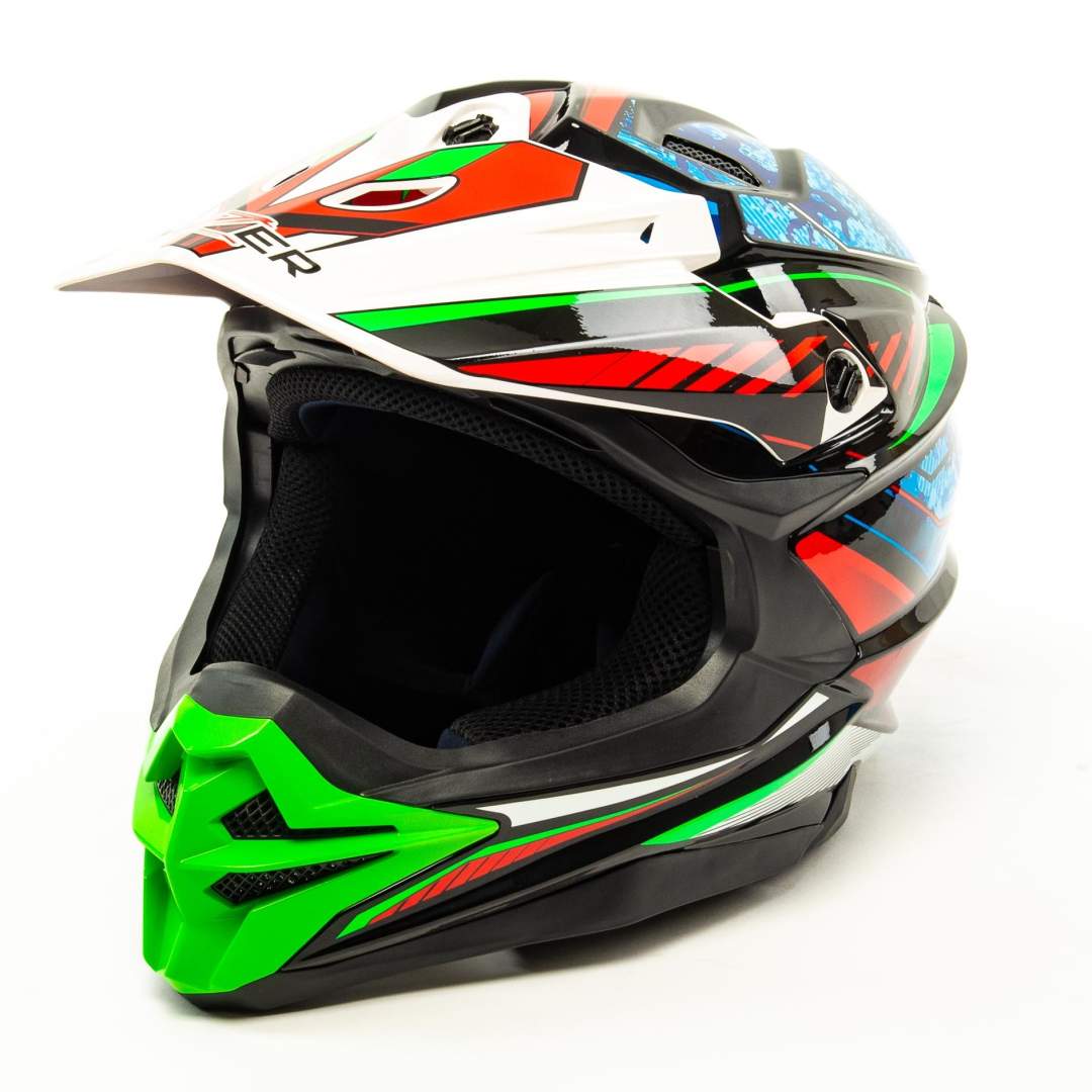 Шлем мото кроссовый HIZER J6803 №6 (XL) BLACK/BLUE/GREEN