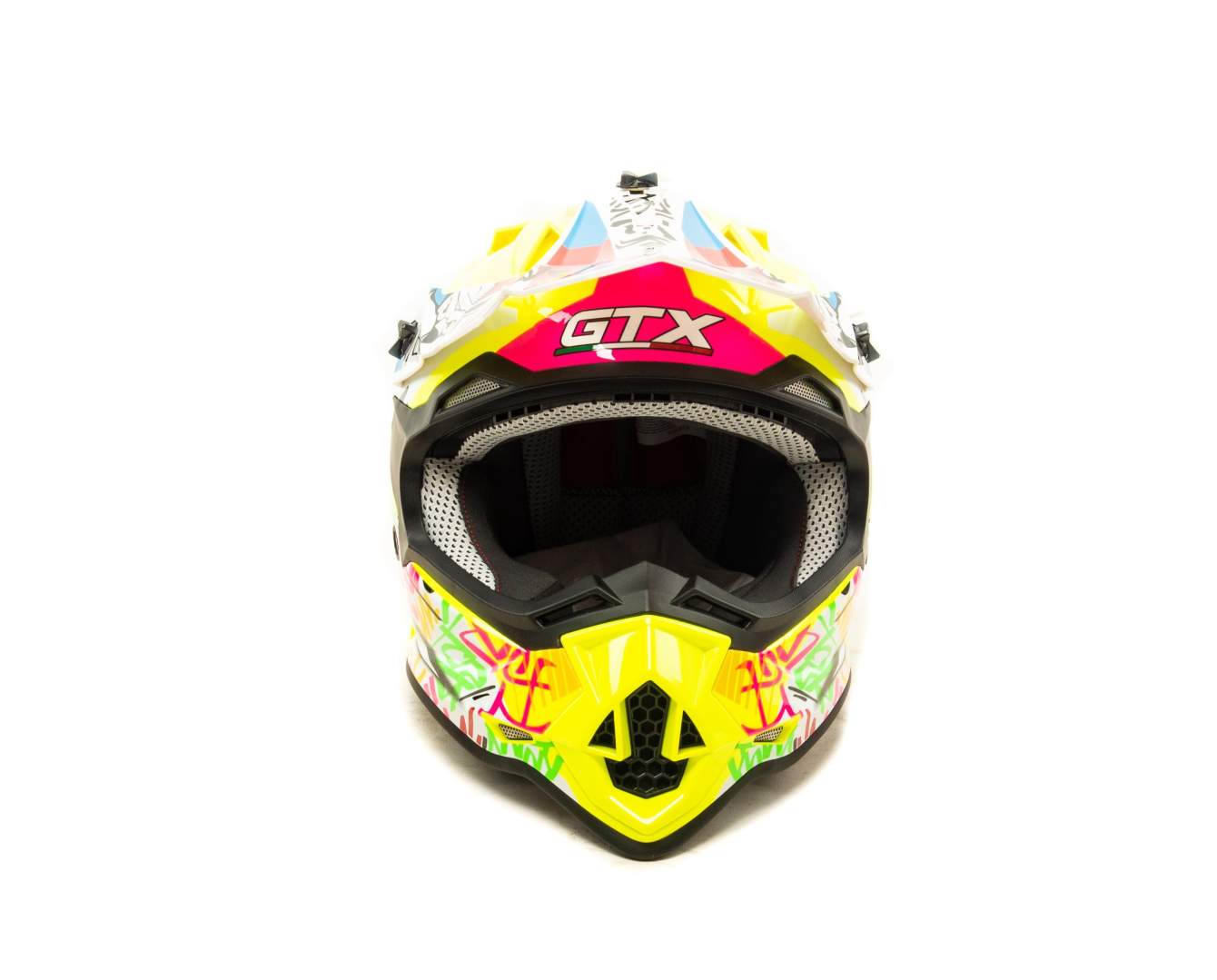 Шлем мото кроссовый GTX 632S №1 (L) FLUO YELLOW / RED BLUE детский (53-54)