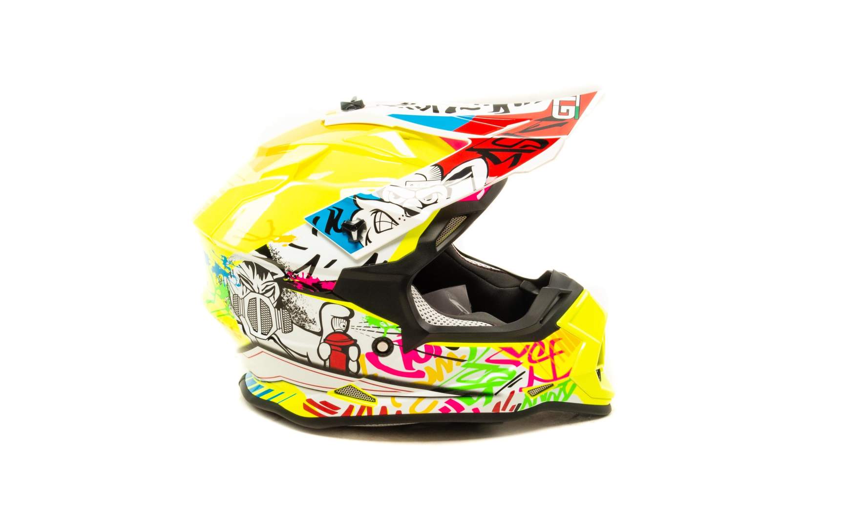 Шлем мото кроссовый GTX 632S №1 (M) FLUO YELLOW / RED BLUE детский (51-52)