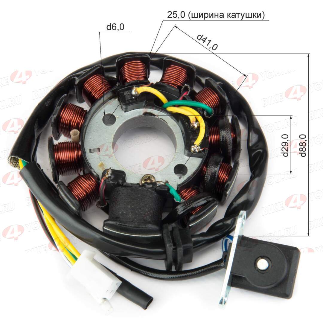 Статор генератора 161QMK 200см3 (AC 11 катушек) с реверсом