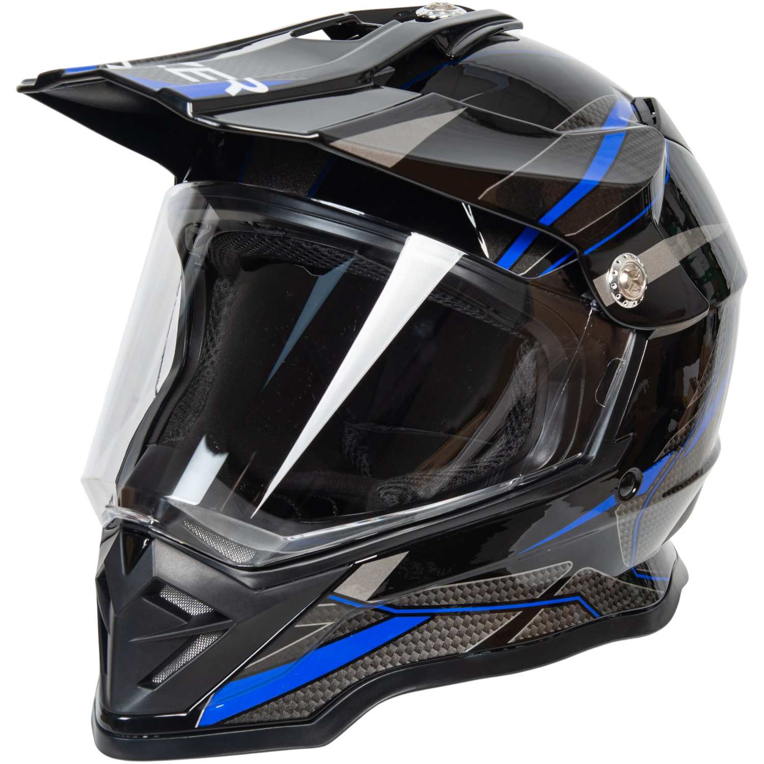 Шлем мото мотард HIZER B6197-1 №6 (XL) black/blue