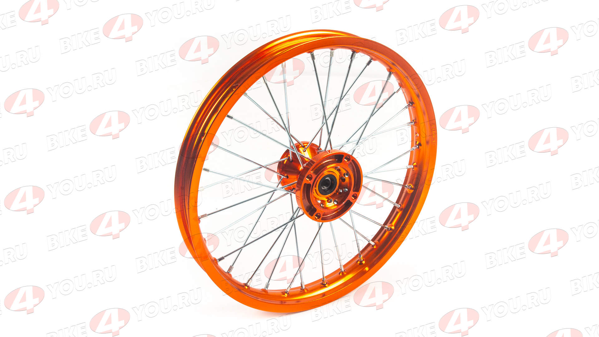 Обод передний 17" (1,60-R17 d=15mm) CNC ступица, алюминий/оранжевый X-TECH