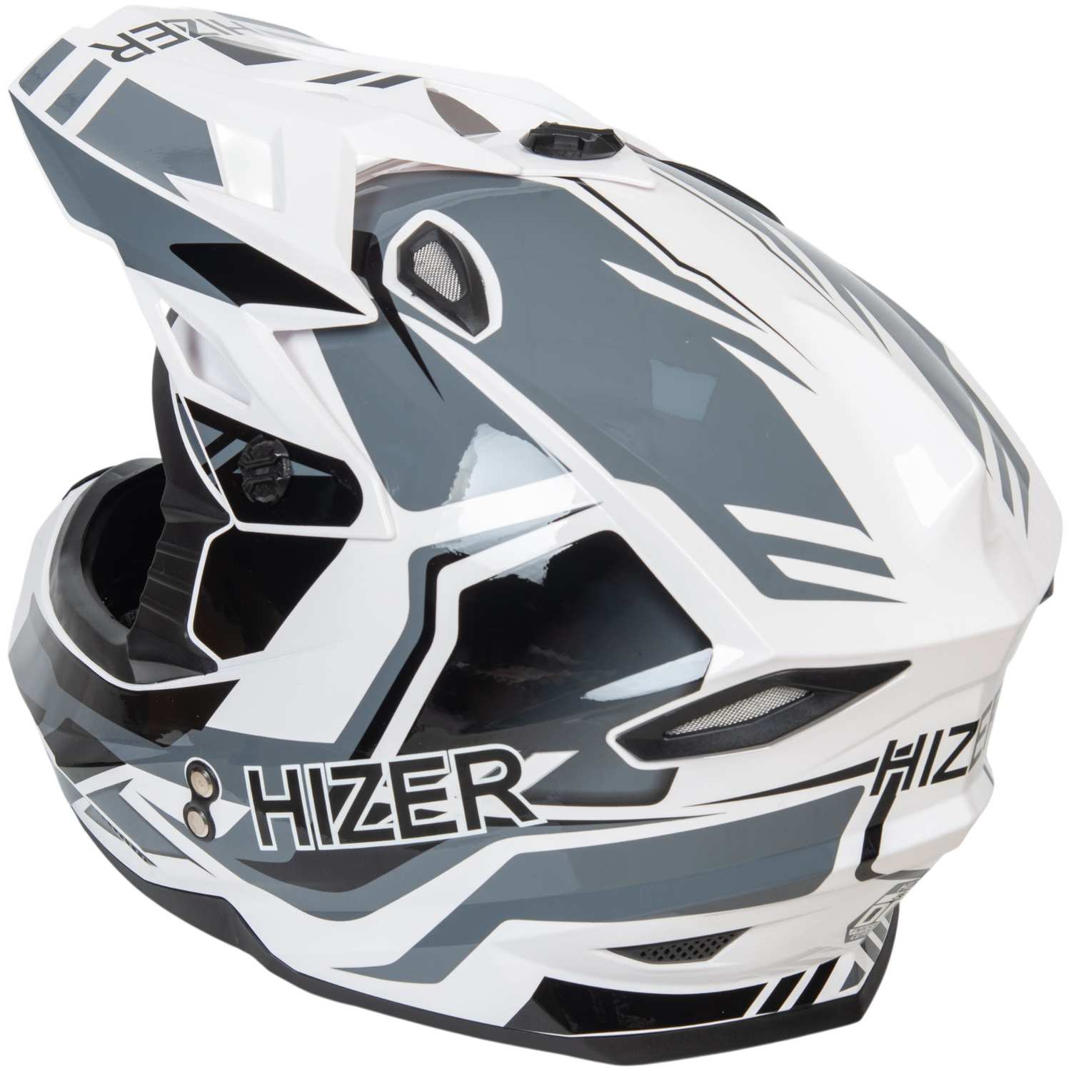 Шлем мото кроссовый HIZER J6801 №4 (M) white/gray