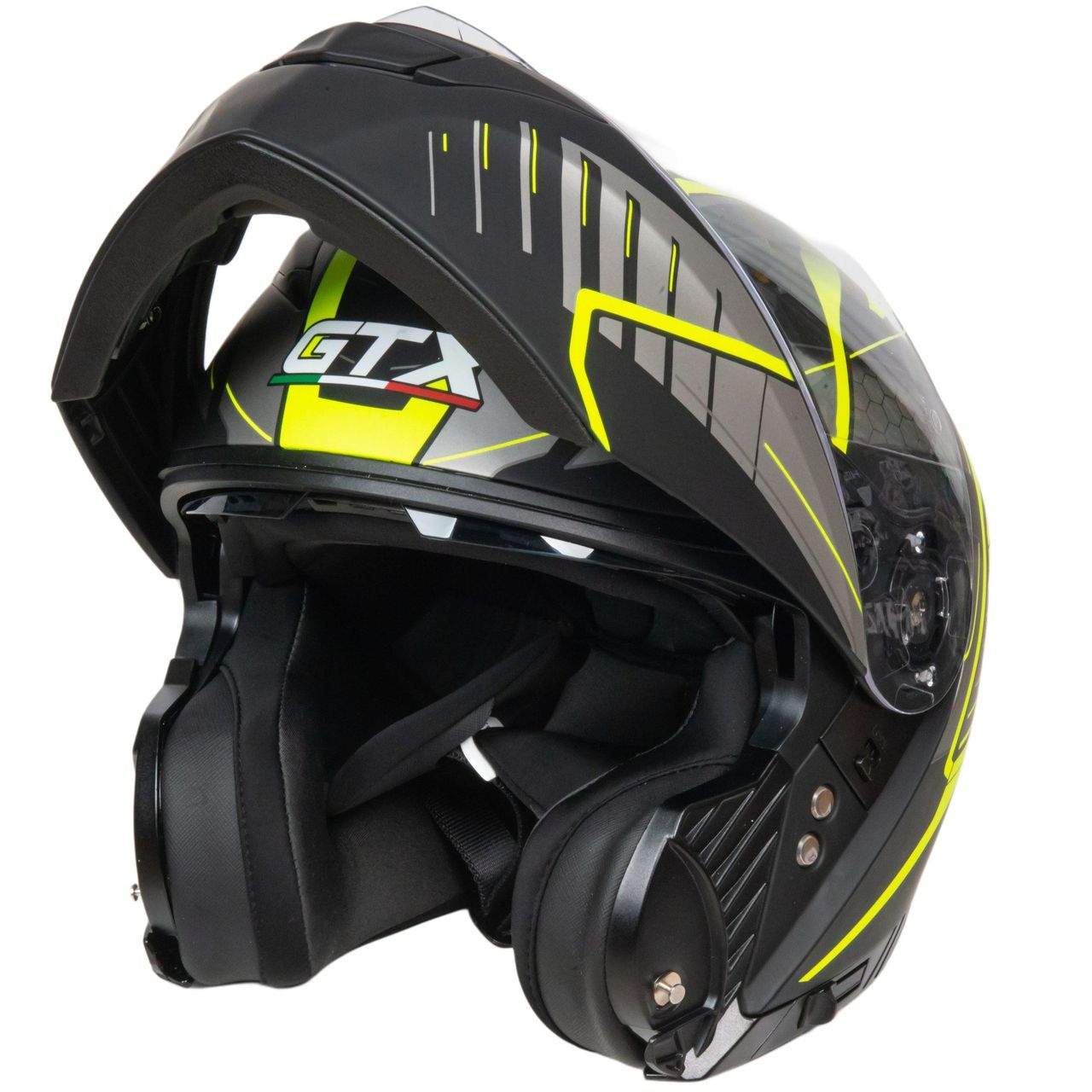 Шлем мото модуляр GTX 550 №3 (S) BLACK/FLUO YELLOW GREY (2 визора)