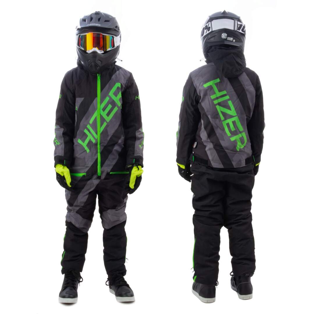 Комбинезон для снегохода (детский) HIZER №5 black-green (текстиль) (12Y)