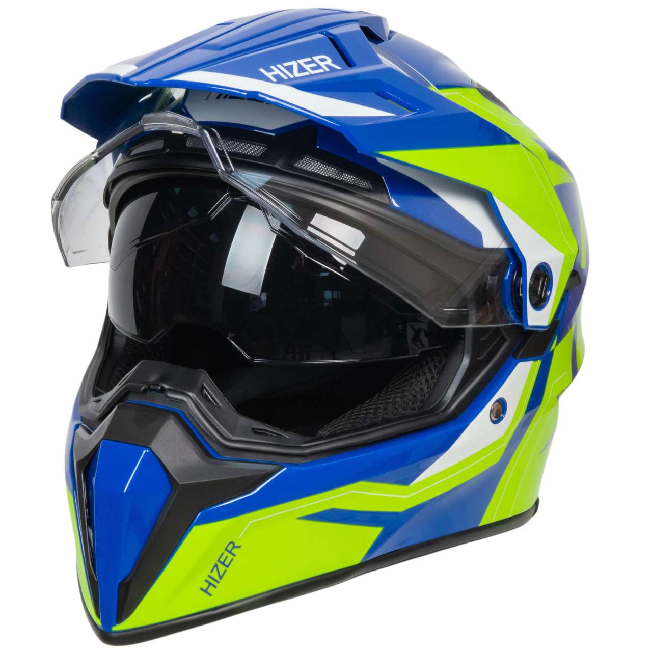 Шлем мото мотард HIZER J6808 №2 (XL) yellow/blue
