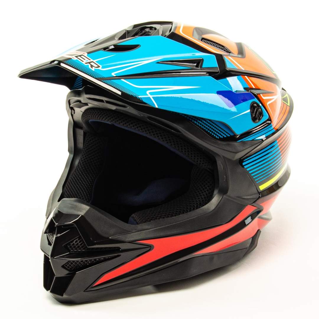 Шлем мото кроссовый HIZER J6803 №3 (S) BLACK/BLUE