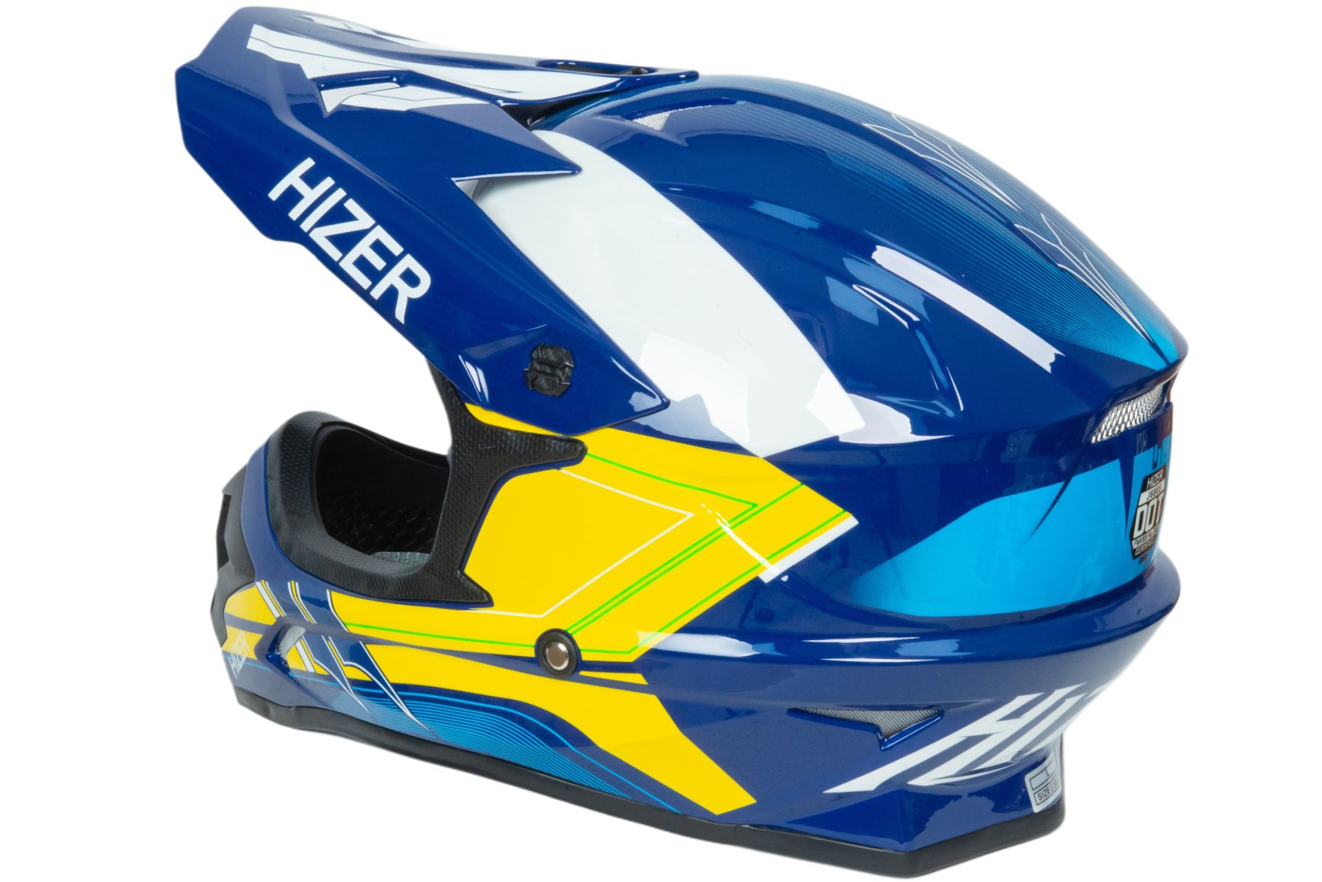 Шлем мото кроссовый HIZER J6805 №3 (M) yellow/blue