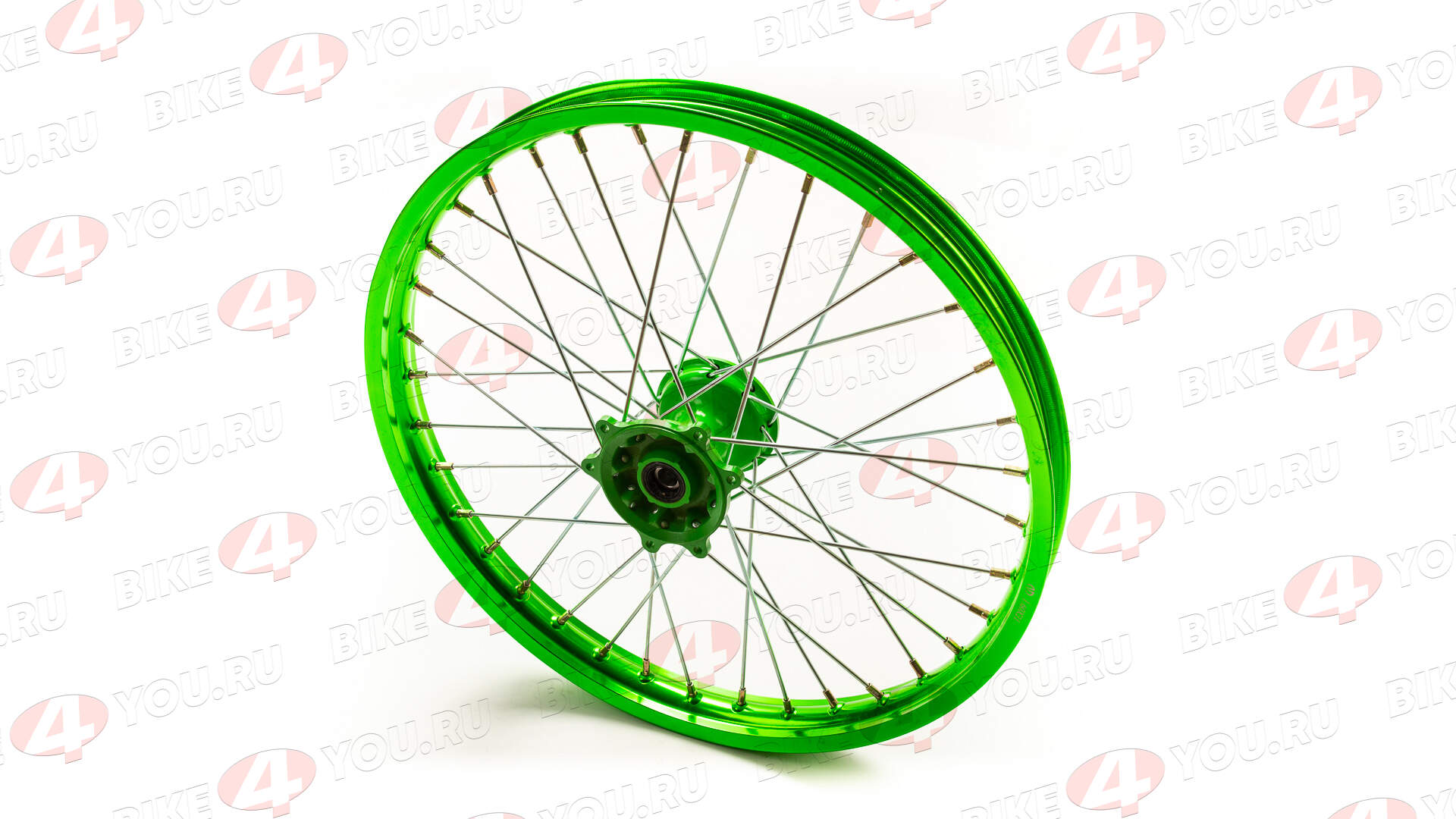 Обод передний 21" (1,60-R21 d=15mm) CNC ступица, алюминий/зеленый X-TECH (6x116x100)