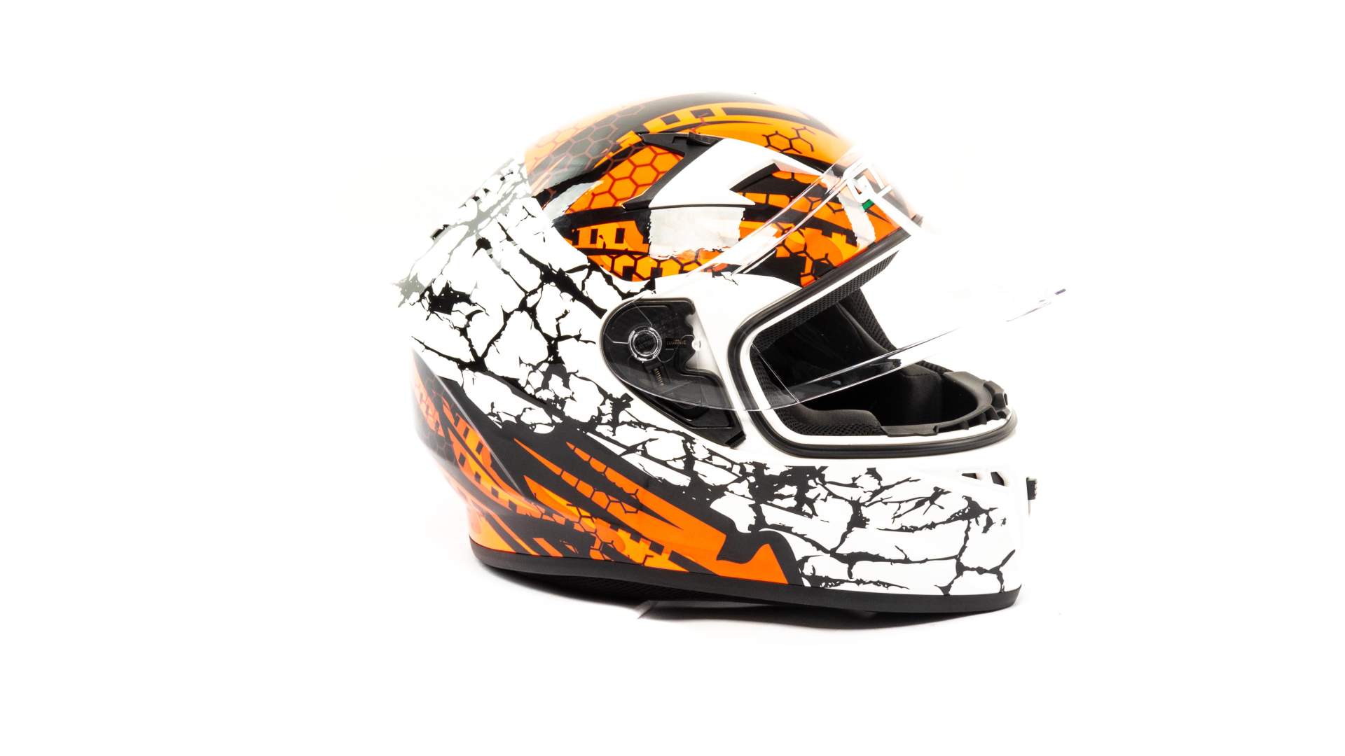 Шлем мото интеграл GTX 578 №6 (S) WHITE/FLUO ORANGE RED BLACK