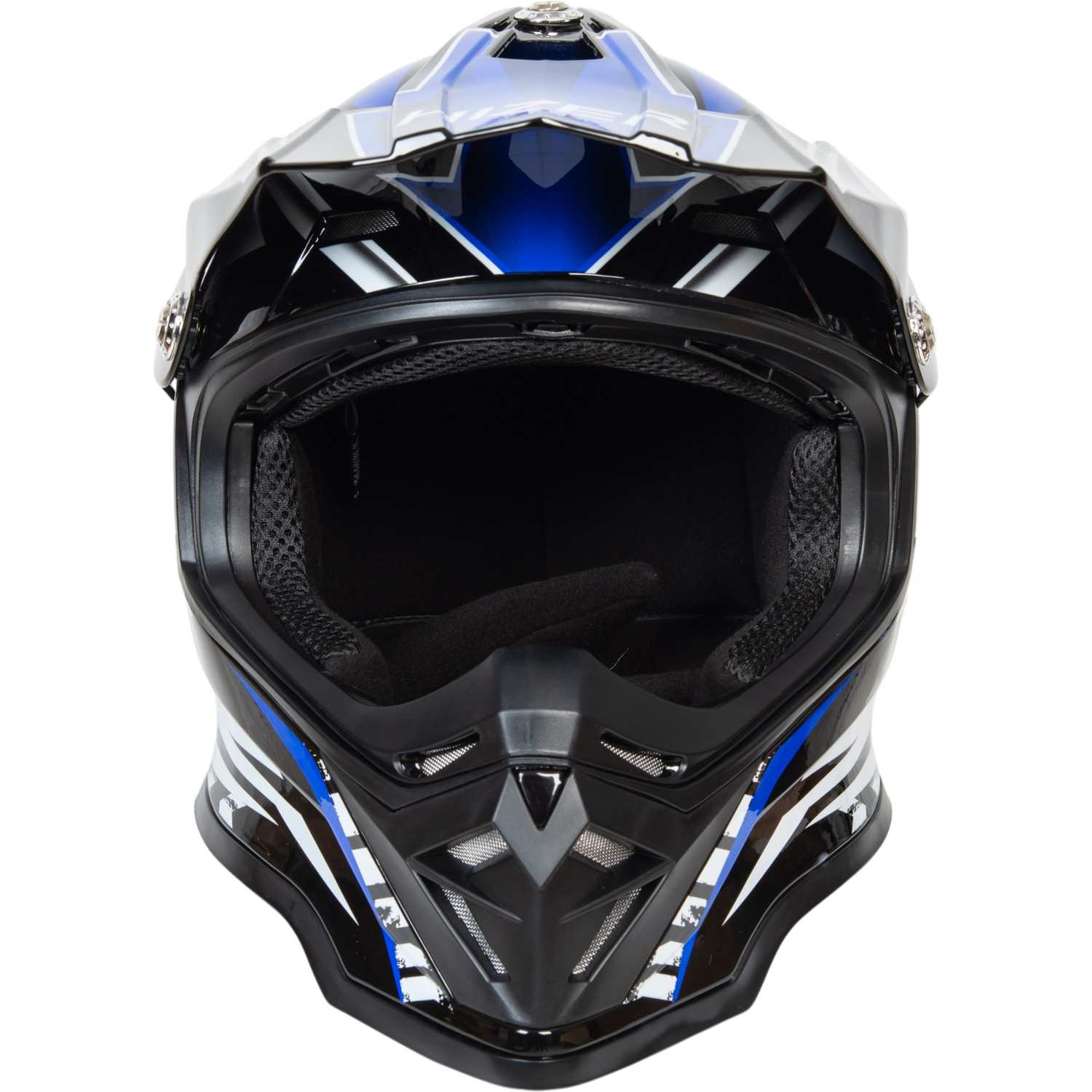 Шлем мото кроссовый HIZER B6197 №4 (L) black/blue/white