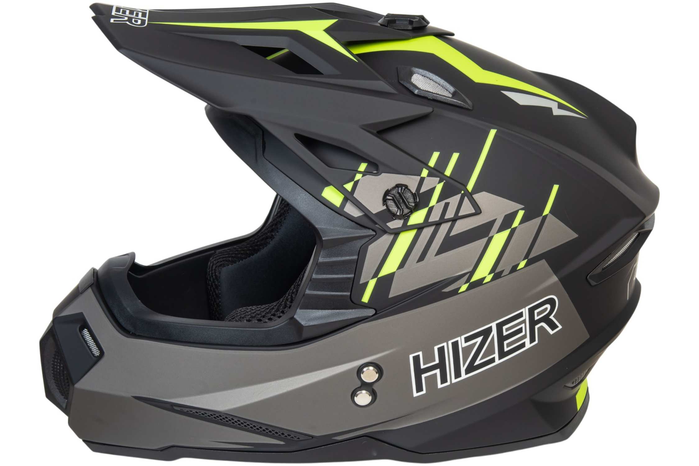 Шлем мото кроссовый HIZER J6801 №1 (L) gray/lemon