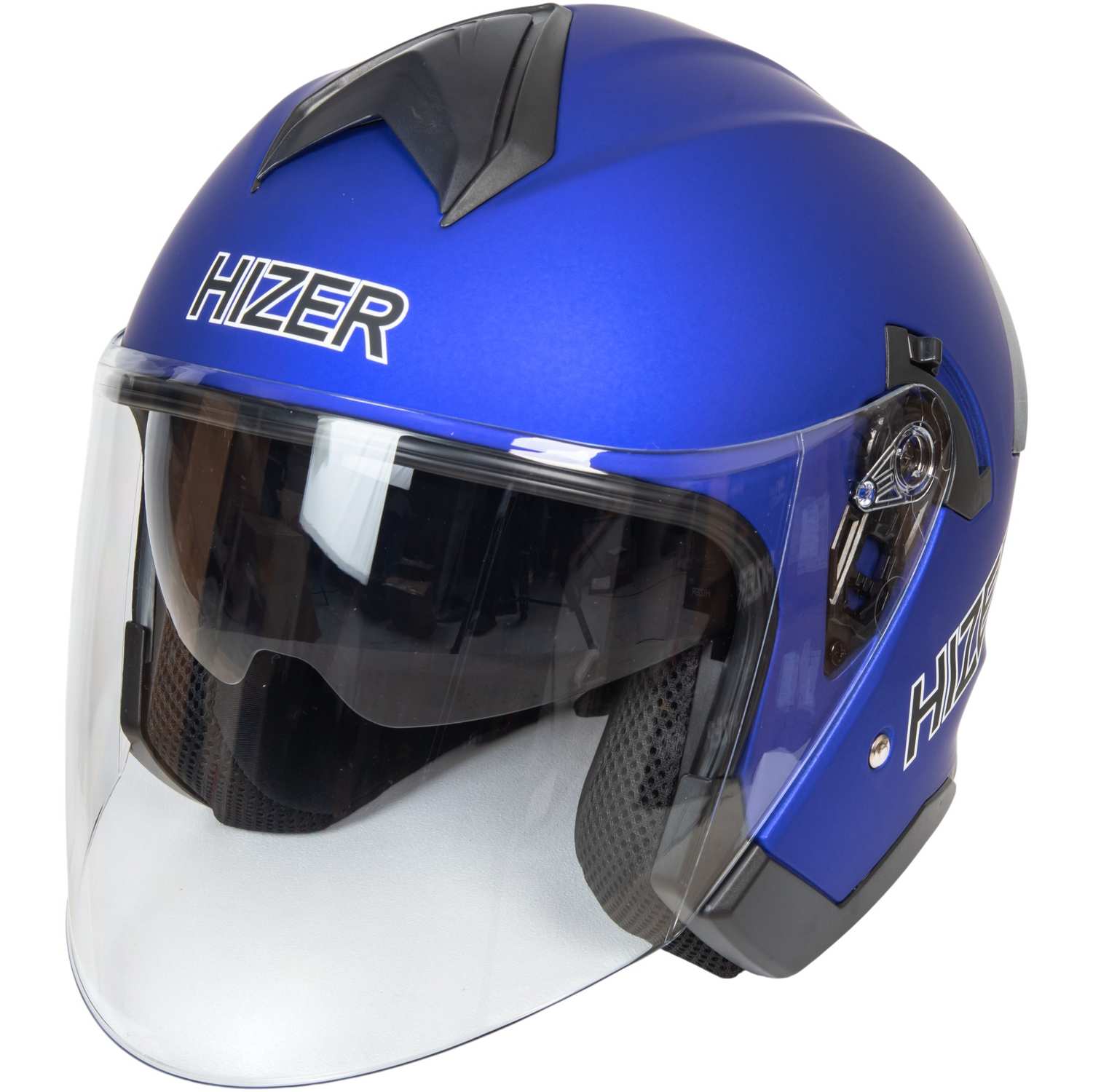 Шлем мото открытый HIZER J232 №2 (XL) matte blue (2 визора)