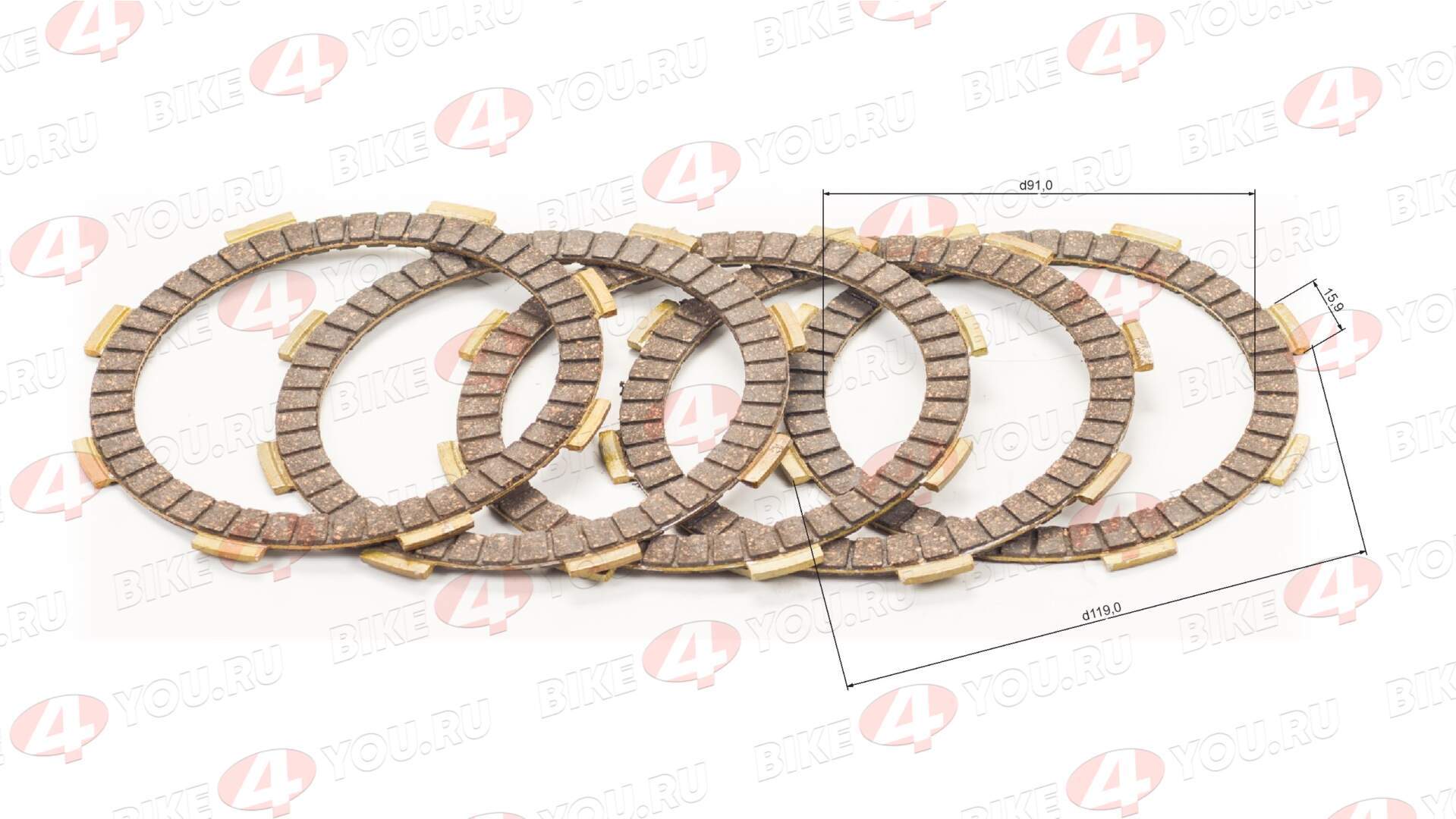 Диски сцепления 164FML,167FMM,170FMM (NT/CBB250/CBB300) текстолит, D внутр.=92 мм